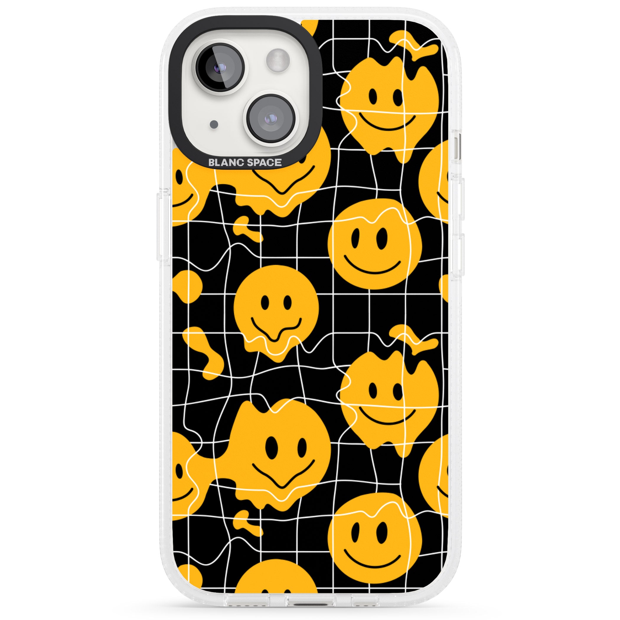 Acid Face Grid Pattern iPhone 15 / 14 / 13 Clear Case Impact Air - Blanc Space