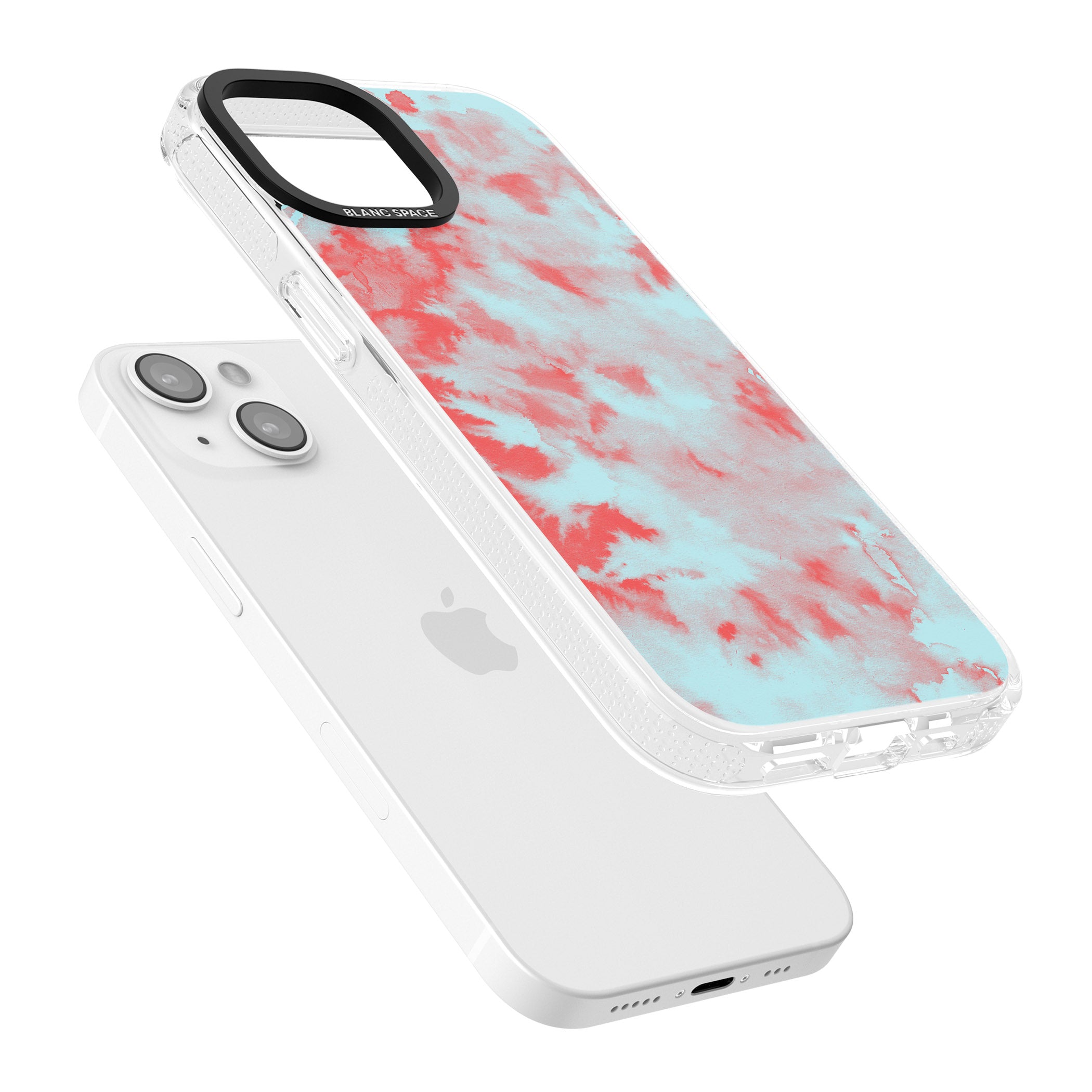 Red & Blue Acid Wash Tie-Dye Pattern iPhone 15 / 14 / 13 Clear Case Impact Air - Blanc Space