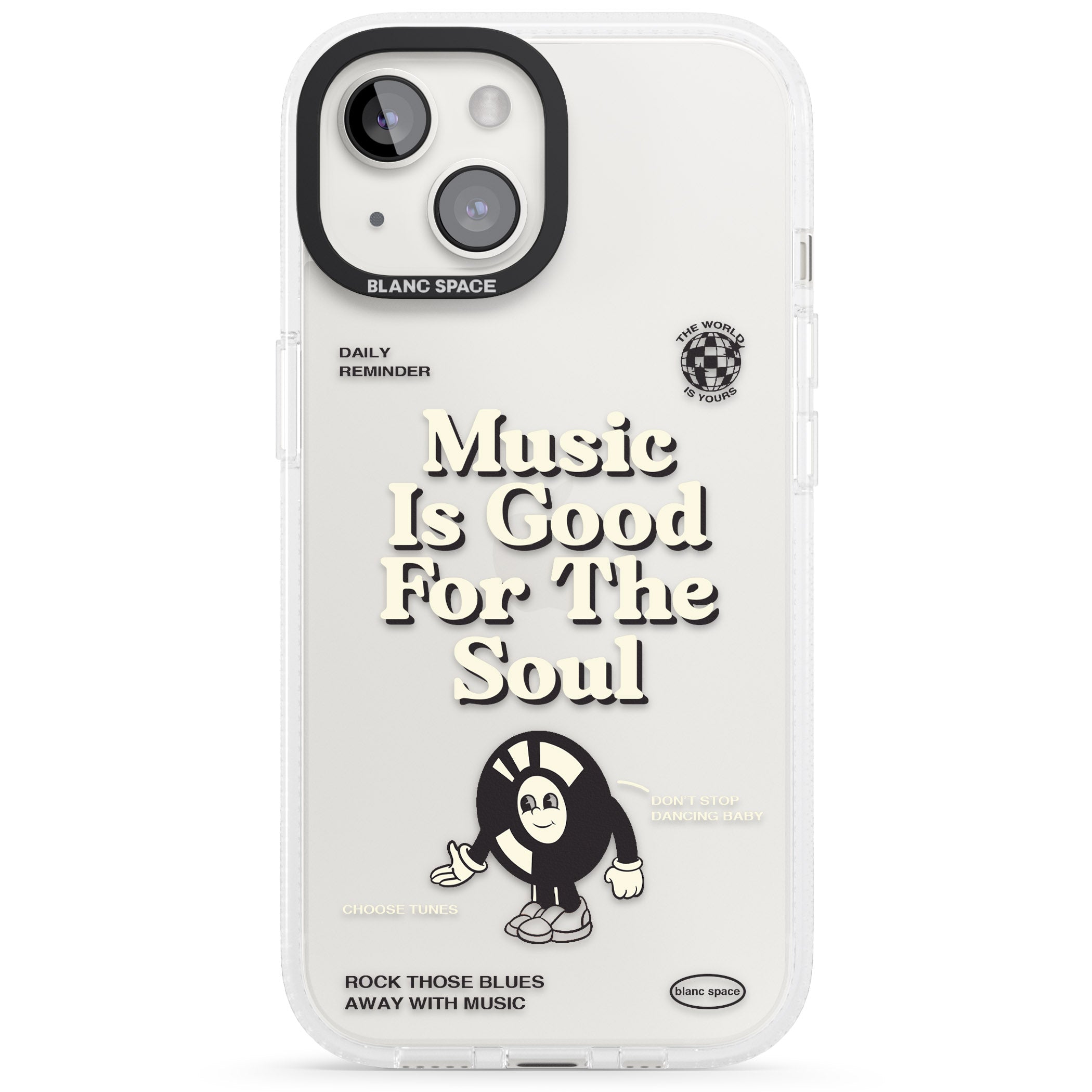 Music Is Good For The Soul iPhone 15 / 14 / 13 Clear Case Impact Air - Blanc Space