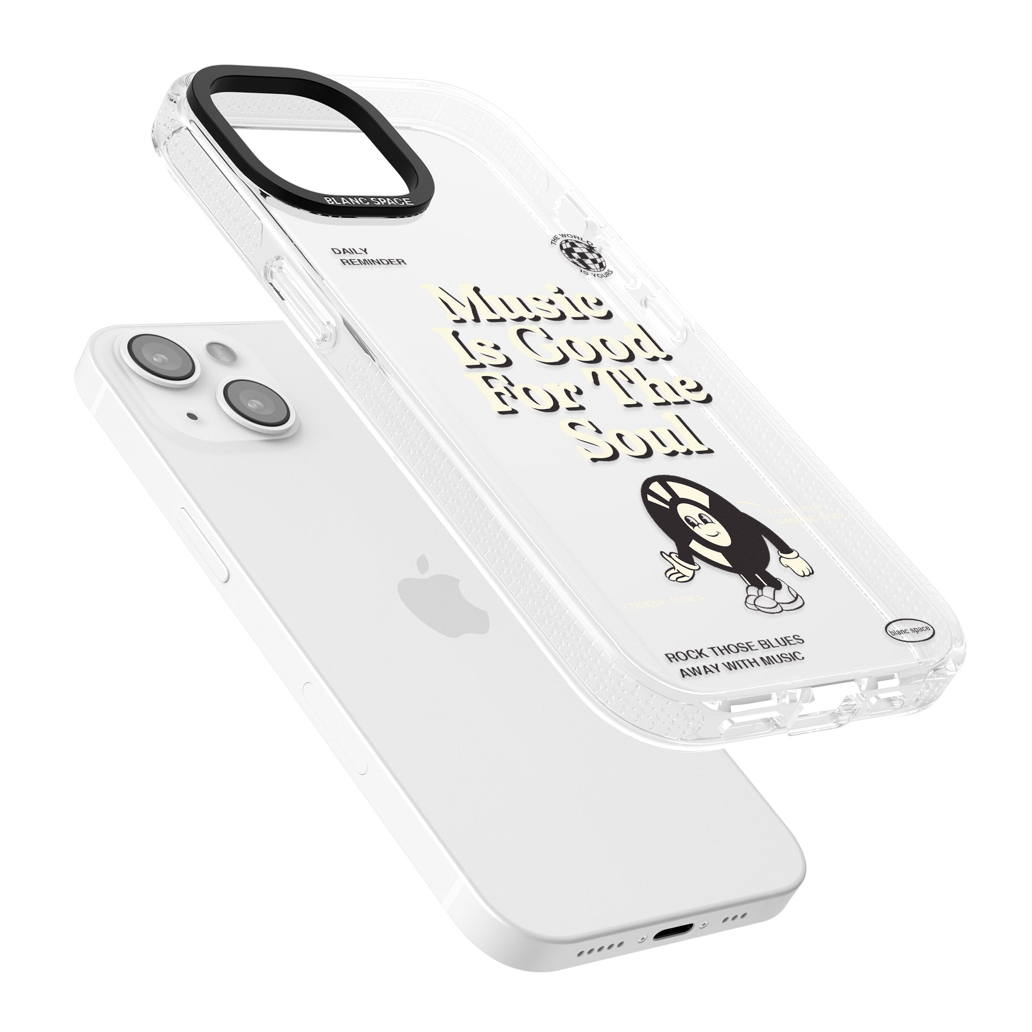 Music Is Good For The Soul iPhone 15 / 14 / 13 Clear Case Impact Air - Blanc Space