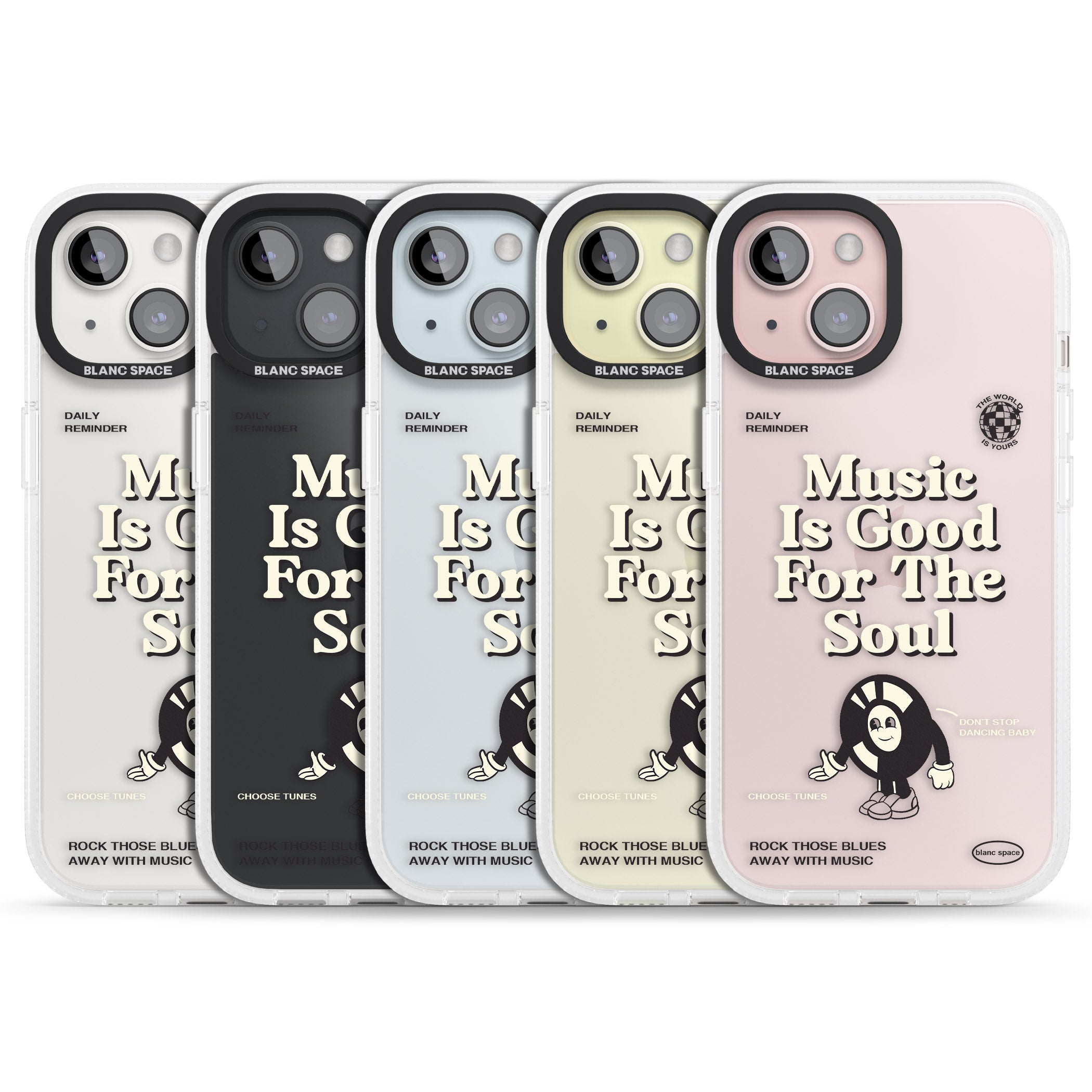Music Is Good For The Soul iPhone 15 / 14 / 13 Clear Case Impact Air - Blanc Space