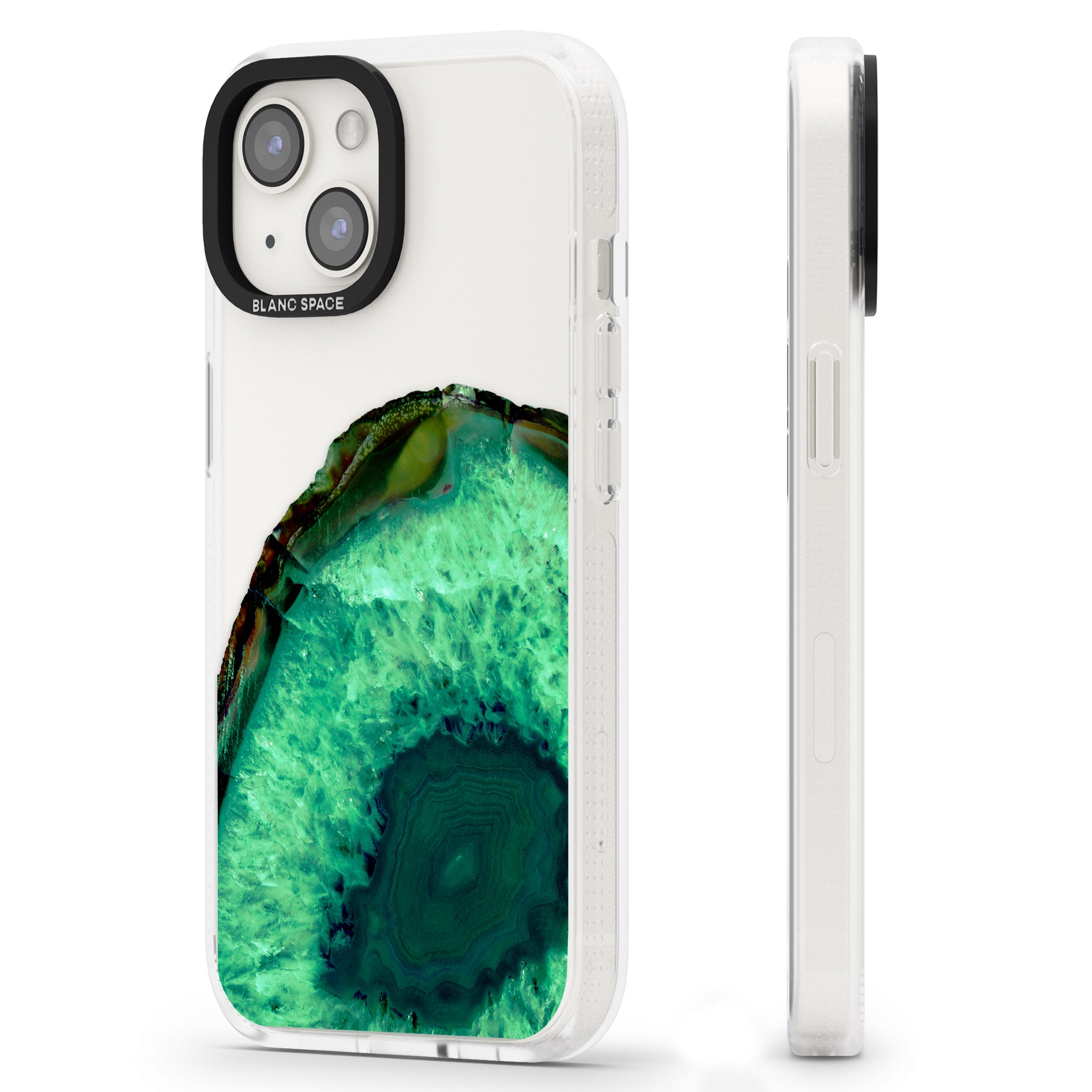 Emerald Green Gemstone Crystal Clear Design iPhone 15 / 14 / 13 Clear Case Impact Air - Blanc Space