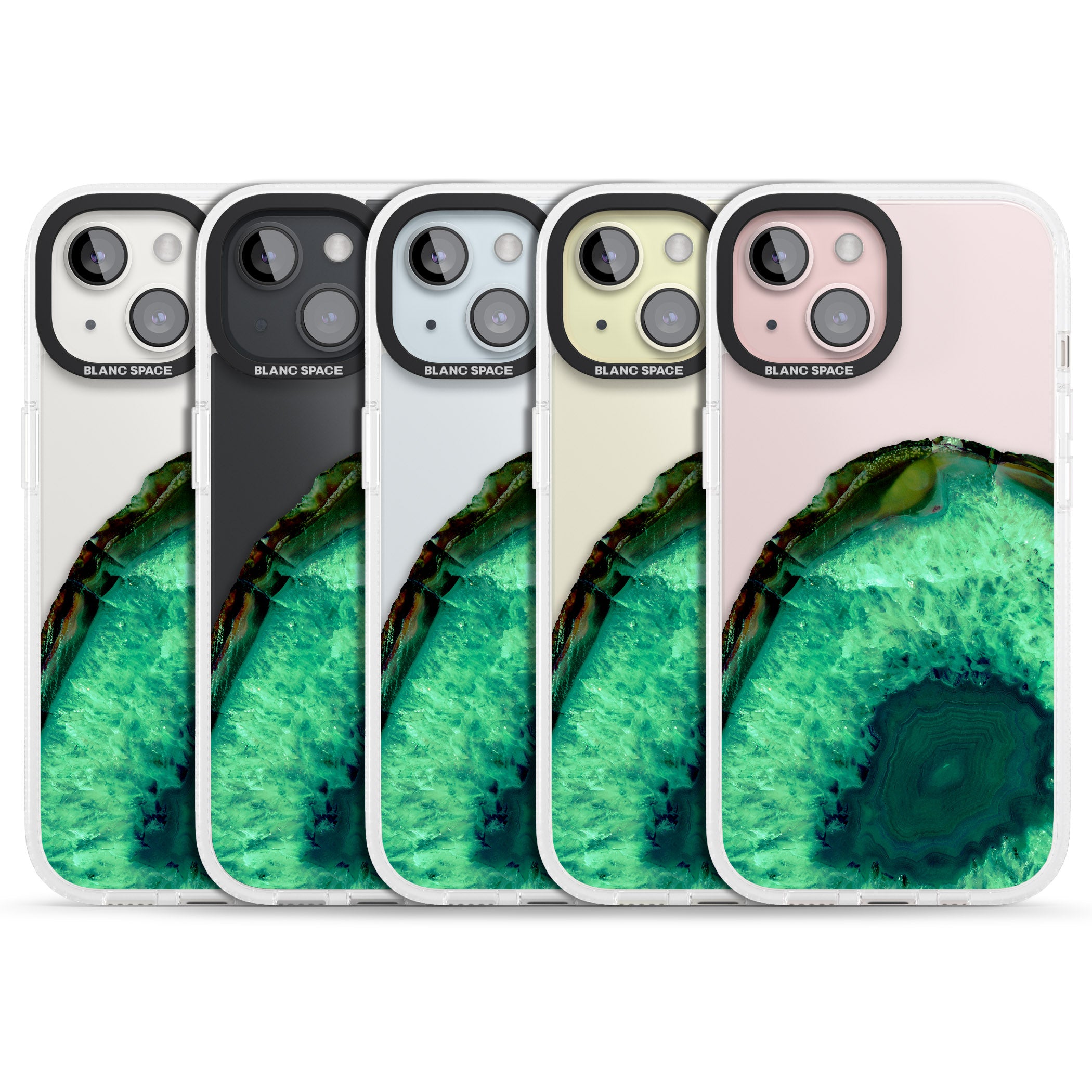 Emerald Green Gemstone Crystal Clear Design iPhone 15 / 14 / 13 Clear Case Impact Air - Blanc Space