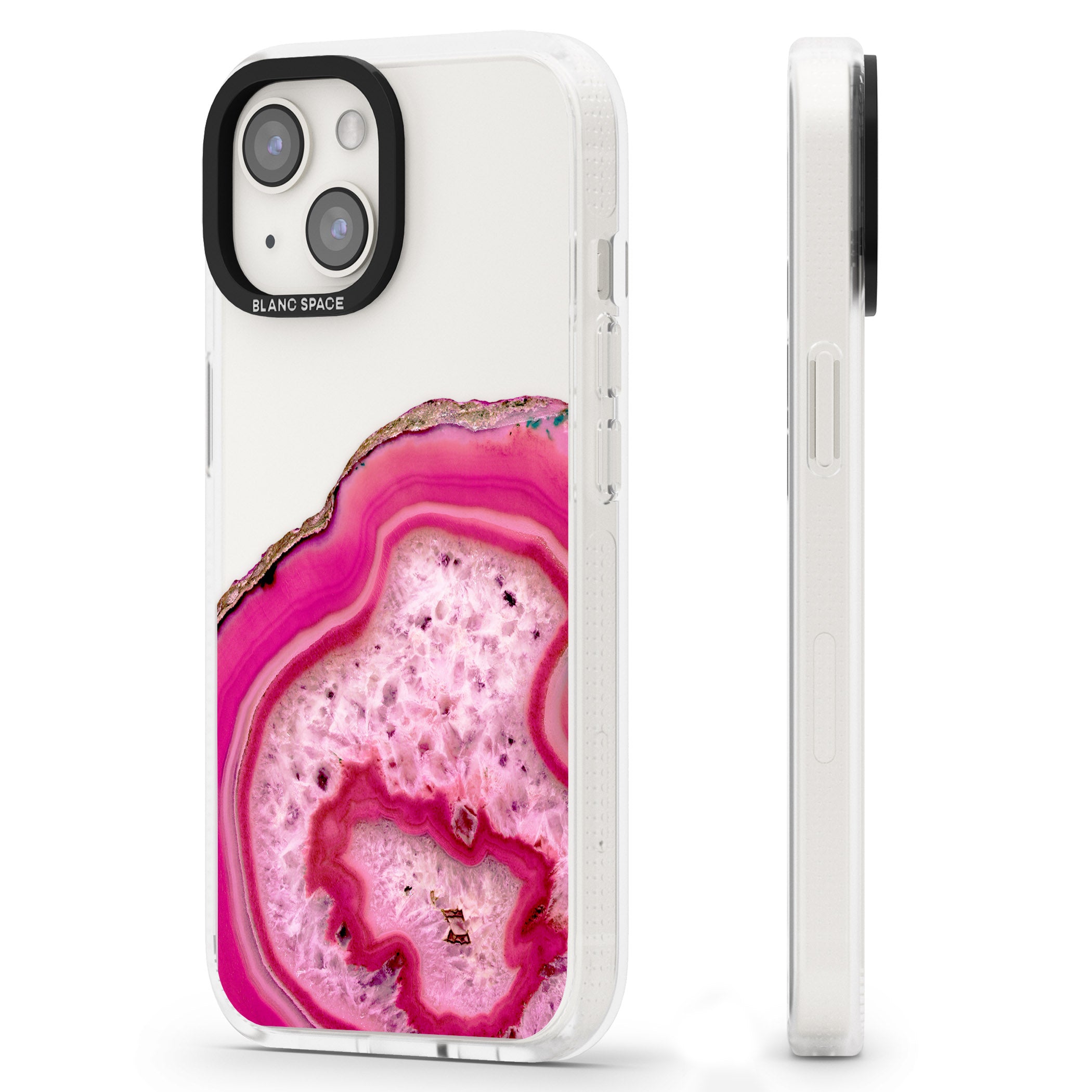 Bright Pink Gemstone Crystal Clear Design iPhone 15 / 14 / 13 Clear Case Impact Air - Blanc Space