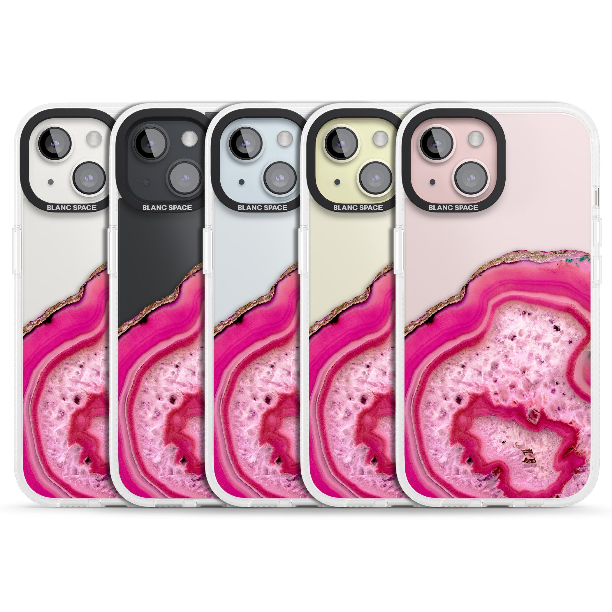 Bright Pink Gemstone Crystal Clear Design iPhone 15 / 14 / 13 Clear Case Impact Air - Blanc Space