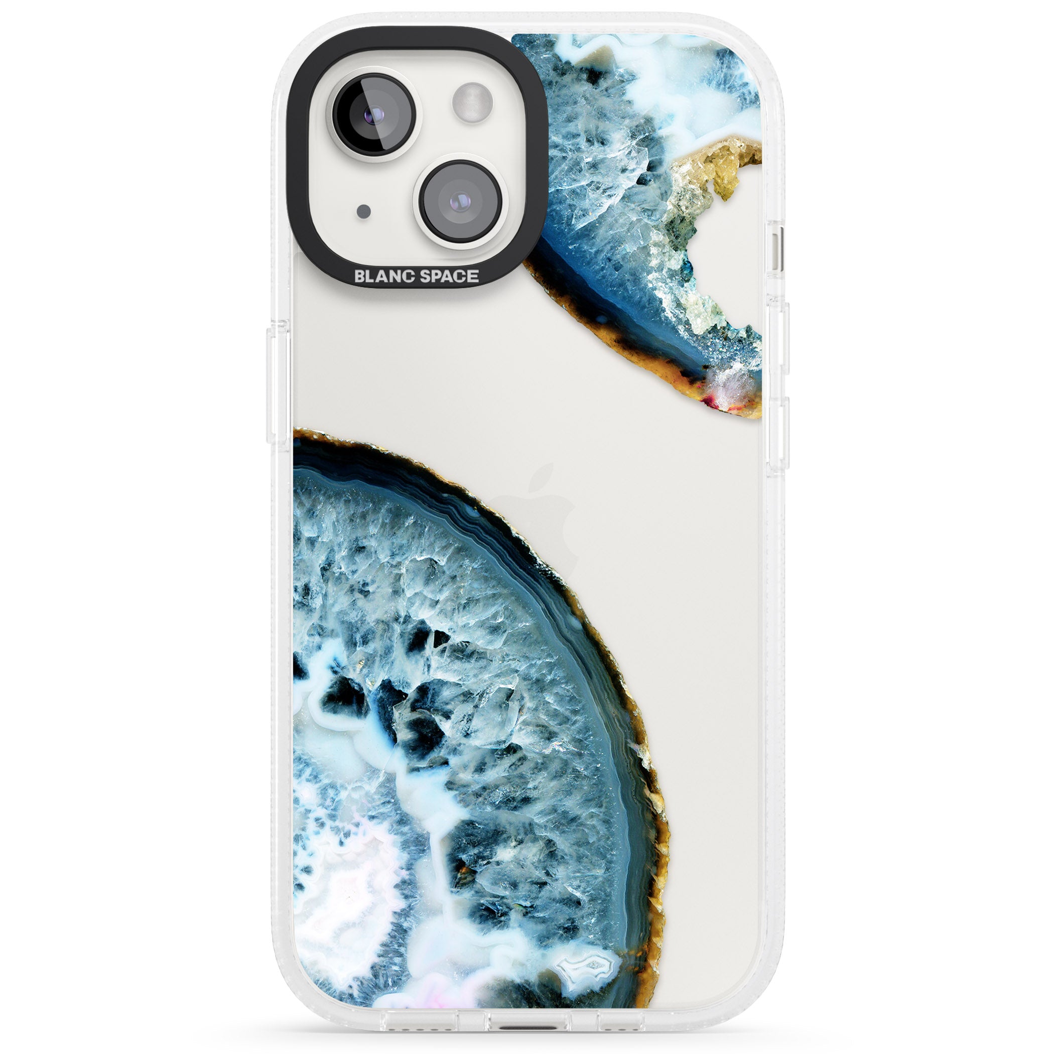 Blue, White & Yellow Agate Gemstone iPhone 15 / 14 / 13 Clear Case Impact Air - Blanc Space