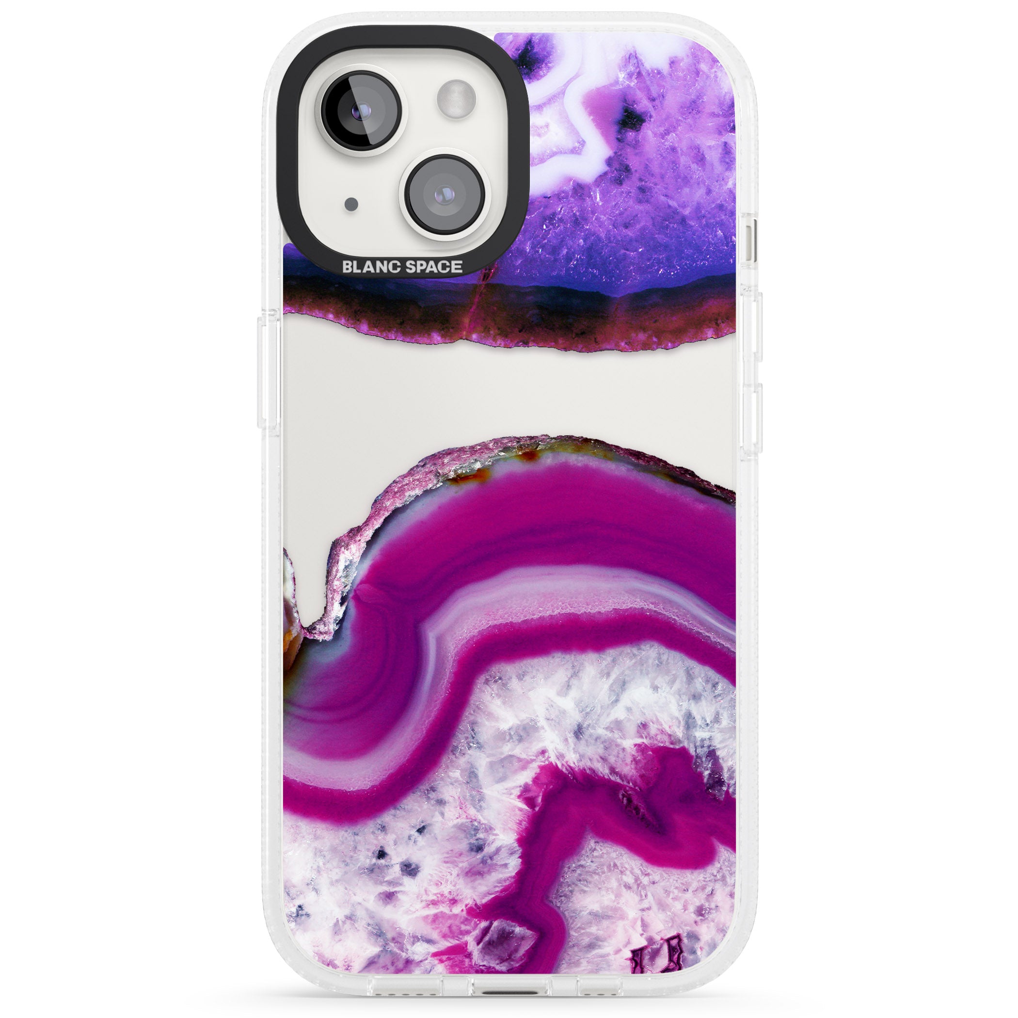 Purple & White Gemstone Crystal Clear Design iPhone 15 / 14 / 13 Clear Case Impact Air - Blanc Space