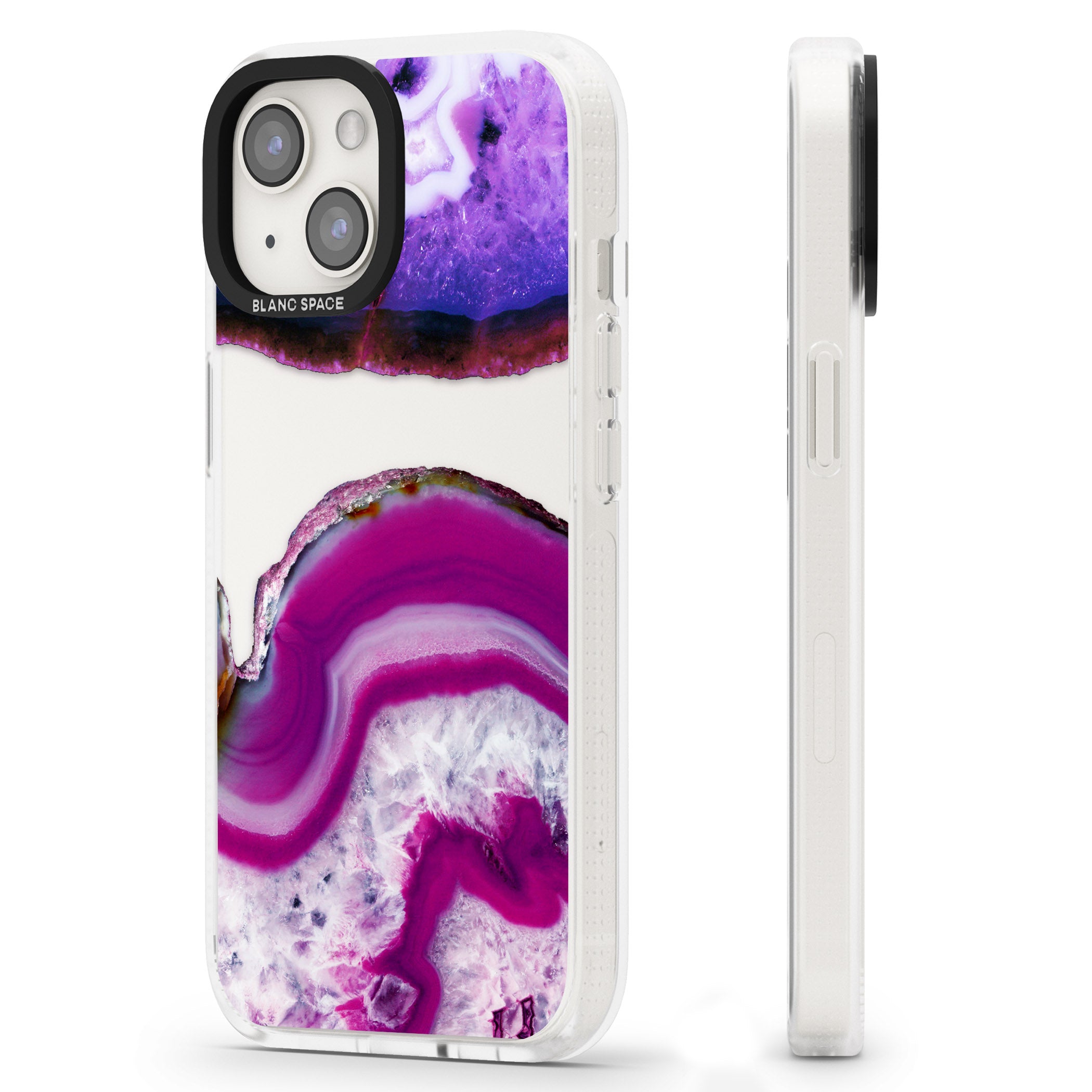 Purple & White Gemstone Crystal Clear Design iPhone 15 / 14 / 13 Clear Case Impact Air - Blanc Space