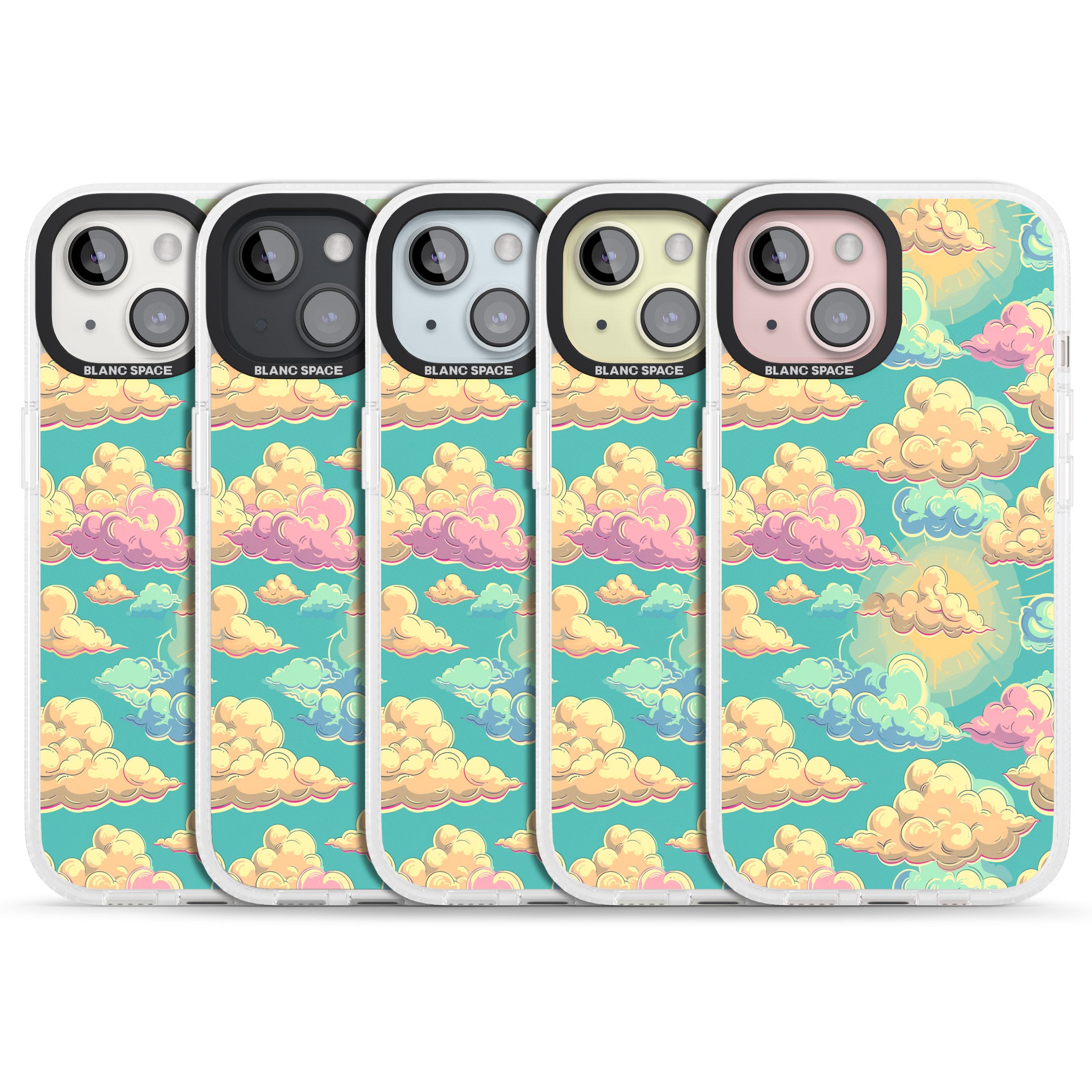Pastel Clouds iPhone 15 / 14 / 13 Clear Case Impact Air - Blanc Space
