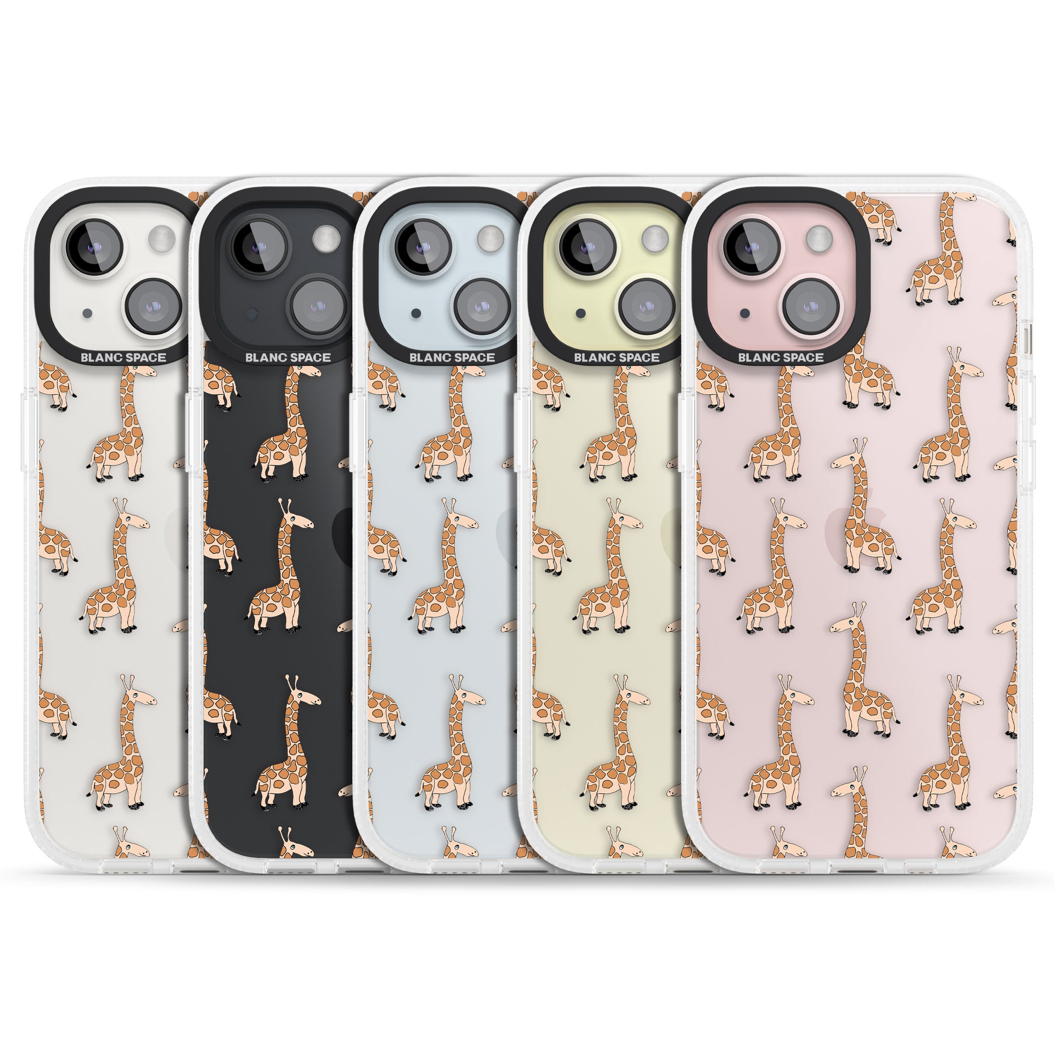 Cute Giraffe Pattern Clear iPhone 15 / 14 / 13 Clear Case Impact Air - Blanc Space