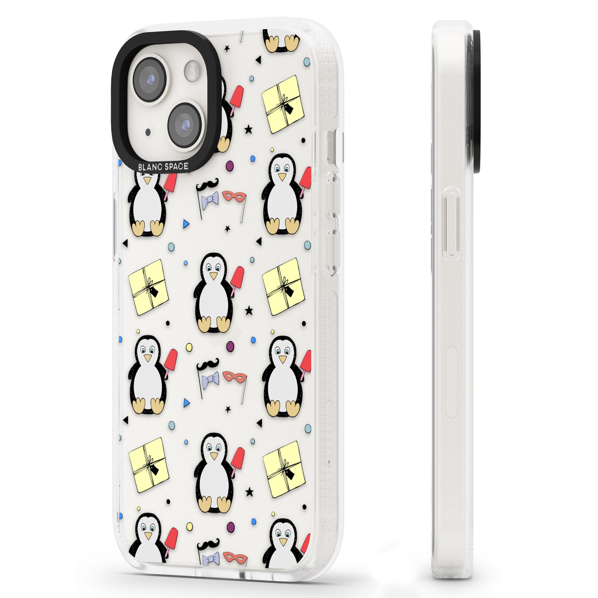 Cute Penguin Pattern Clear iPhone 15 / 14 / 13 Clear Case Impact Air - Blanc Space