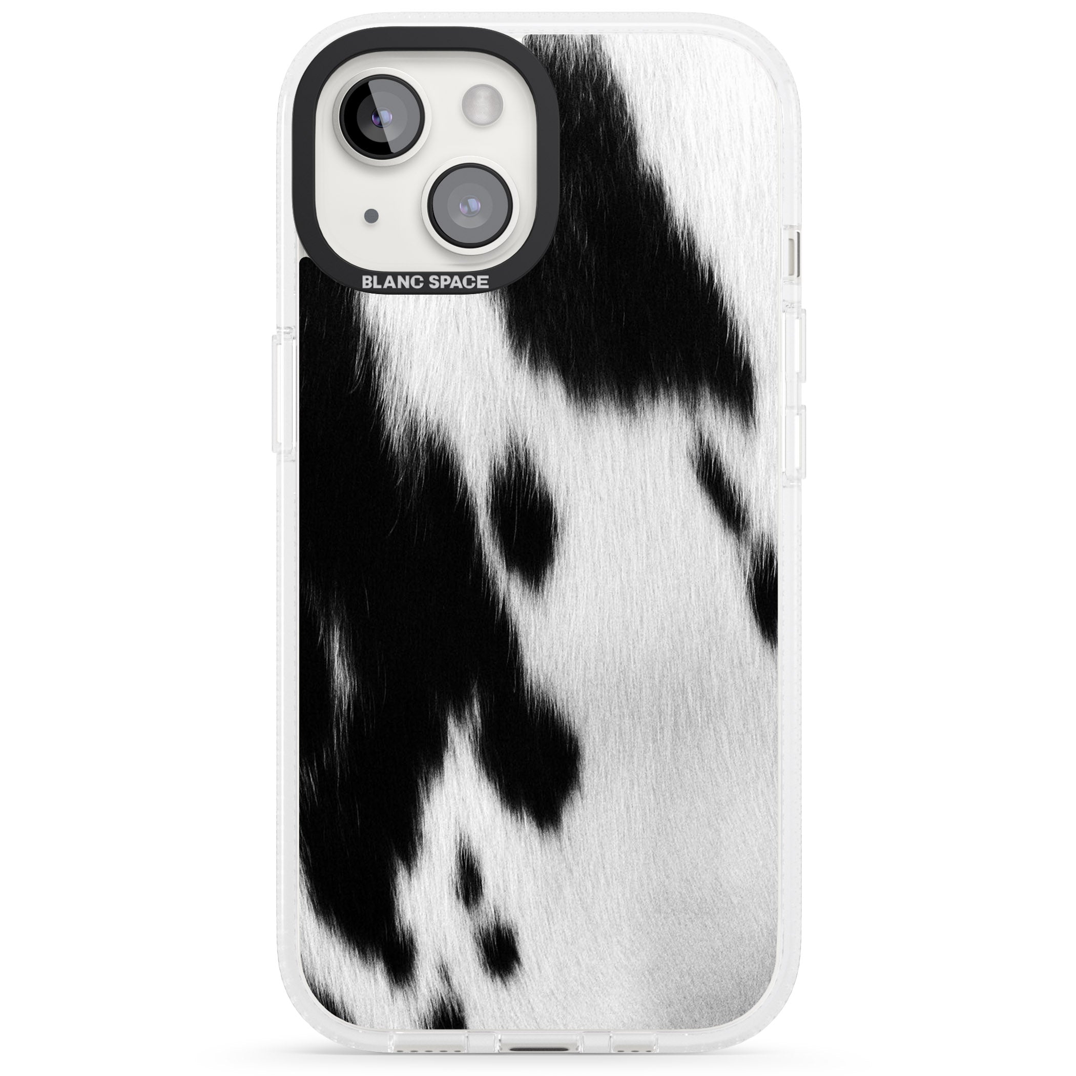 Designer Fashion Cowhide iPhone 15 / 14 / 13 Clear Case Impact Air - Blanc Space