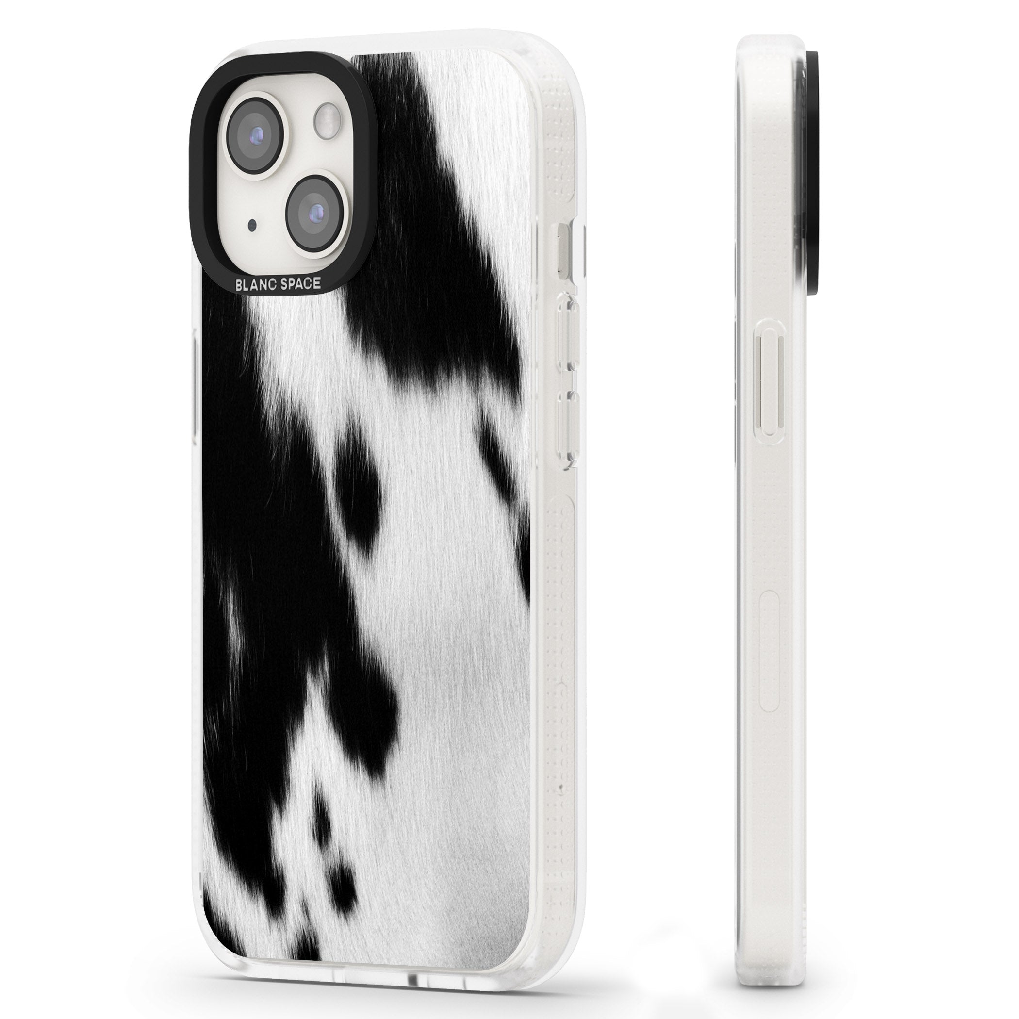 Designer Fashion Cowhide iPhone 15 / 14 / 13 Clear Case Impact Air - Blanc Space