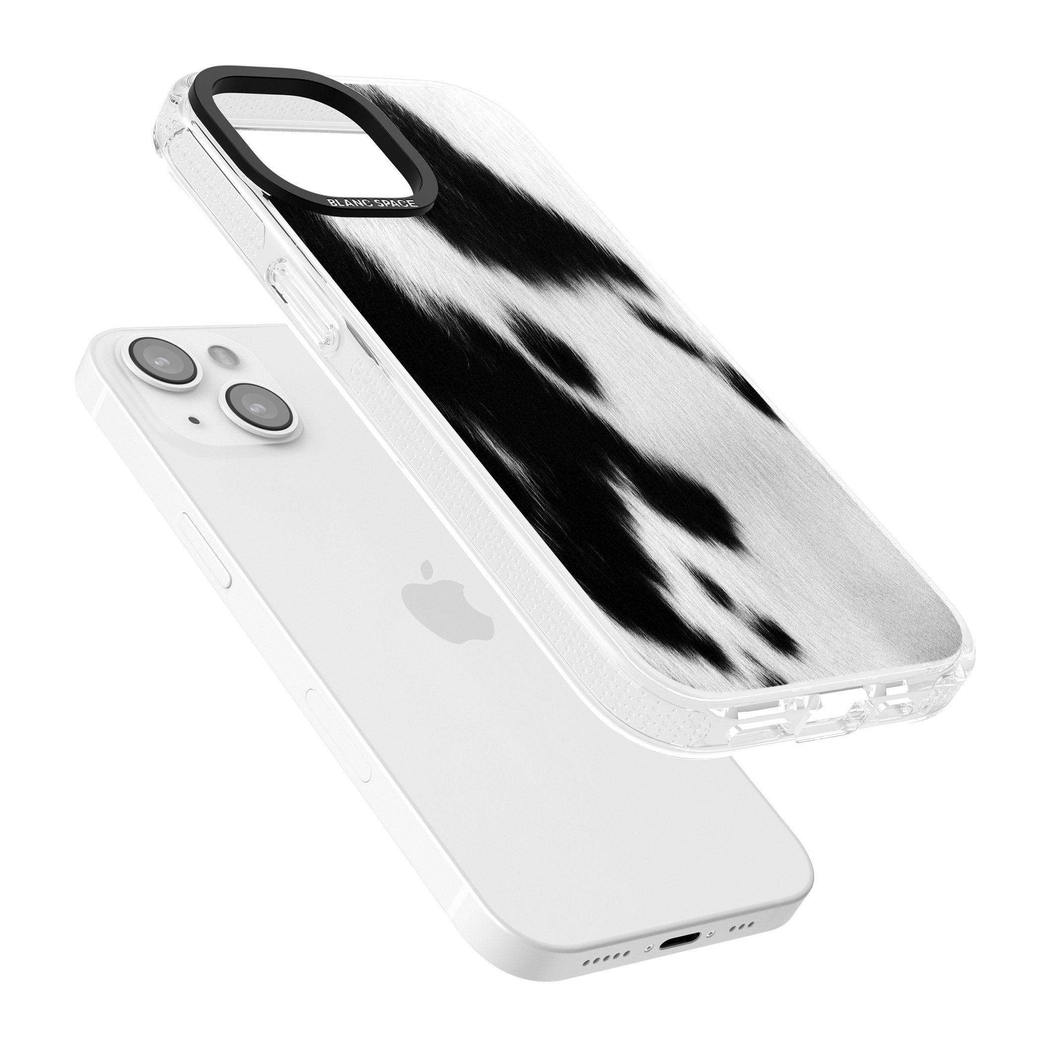 Designer Fashion Cowhide iPhone 15 / 14 / 13 Clear Case Impact Air - Blanc Space
