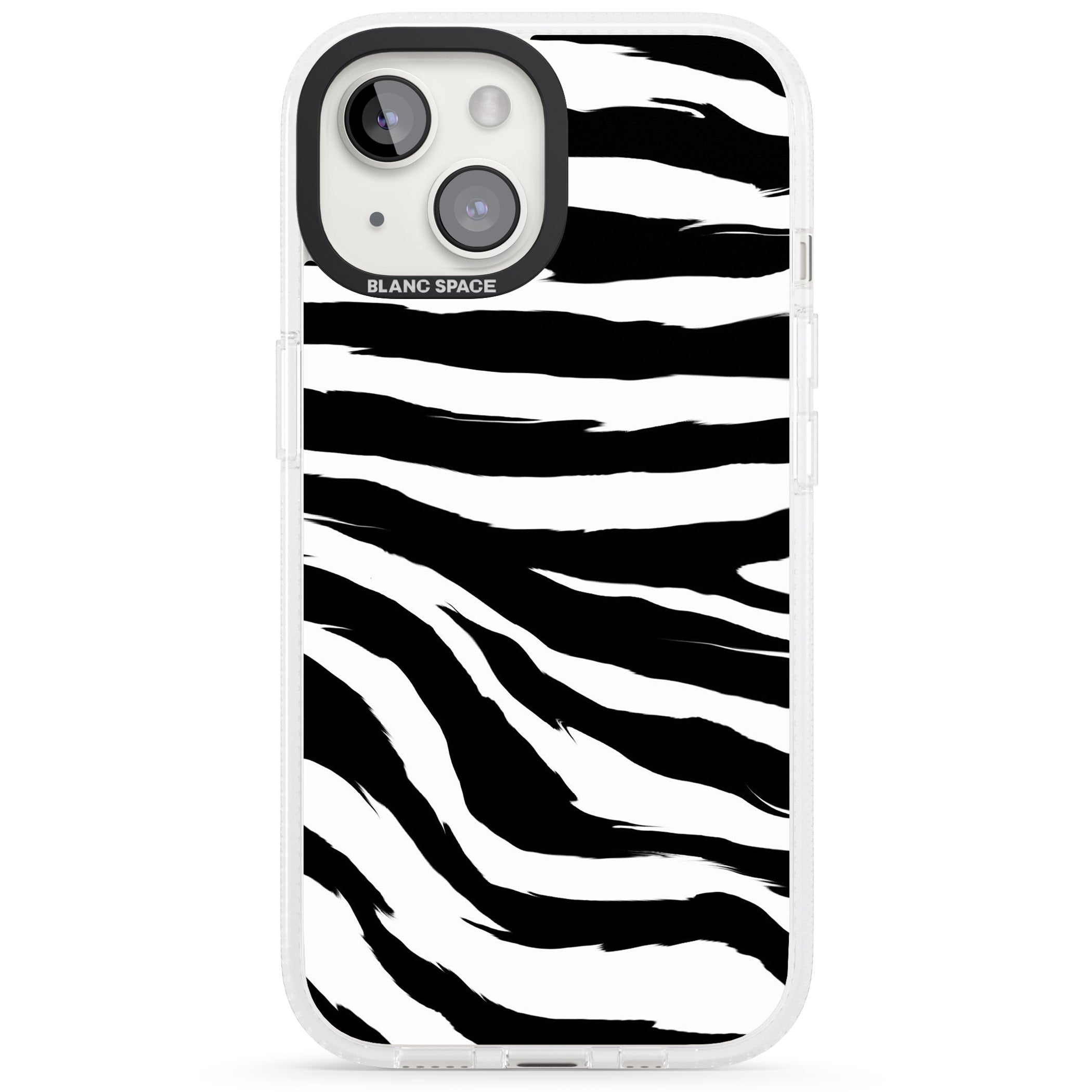 Black Zebra Print iPhone 15 / 14 / 13 Clear Case Impact Air - Blanc Space