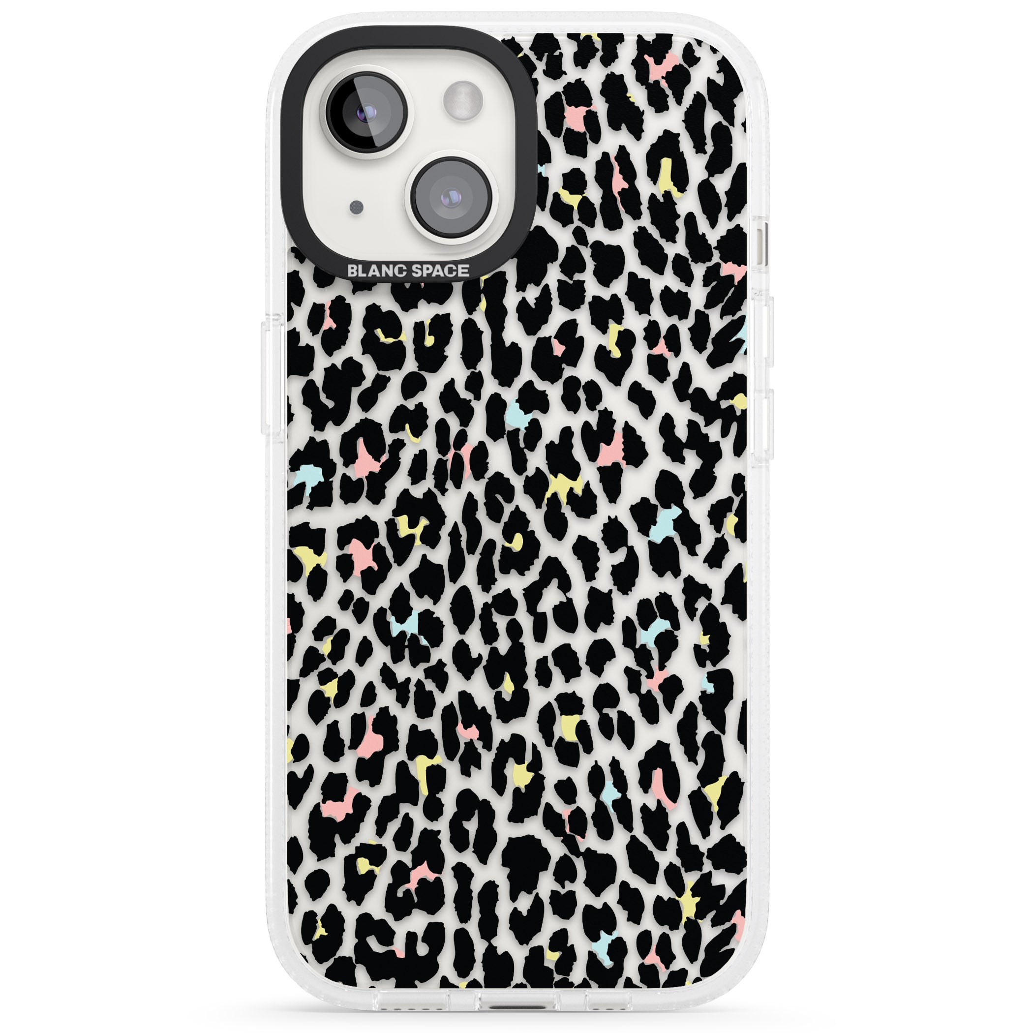 Mixed Pastels Leopard Print - Transparent iPhone 15 / 14 / 13 Clear Case Impact Air - Blanc Space
