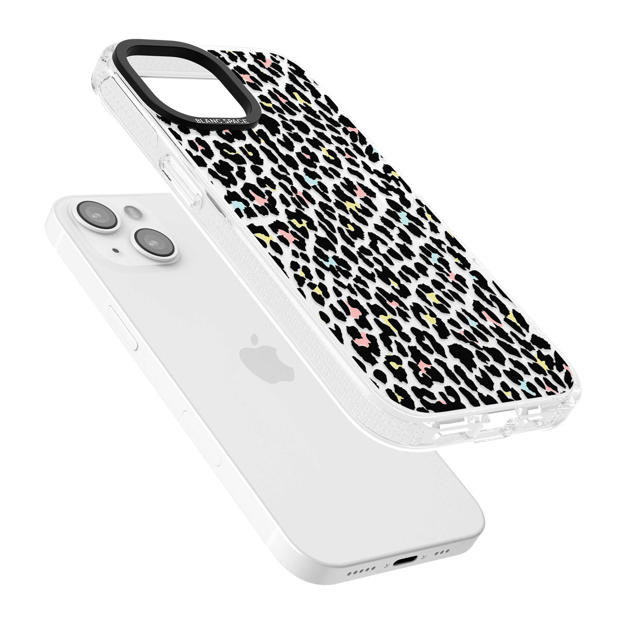 Mixed Pastels Leopard Print - Transparent iPhone 15 / 14 / 13 Clear Case Impact Air - Blanc Space