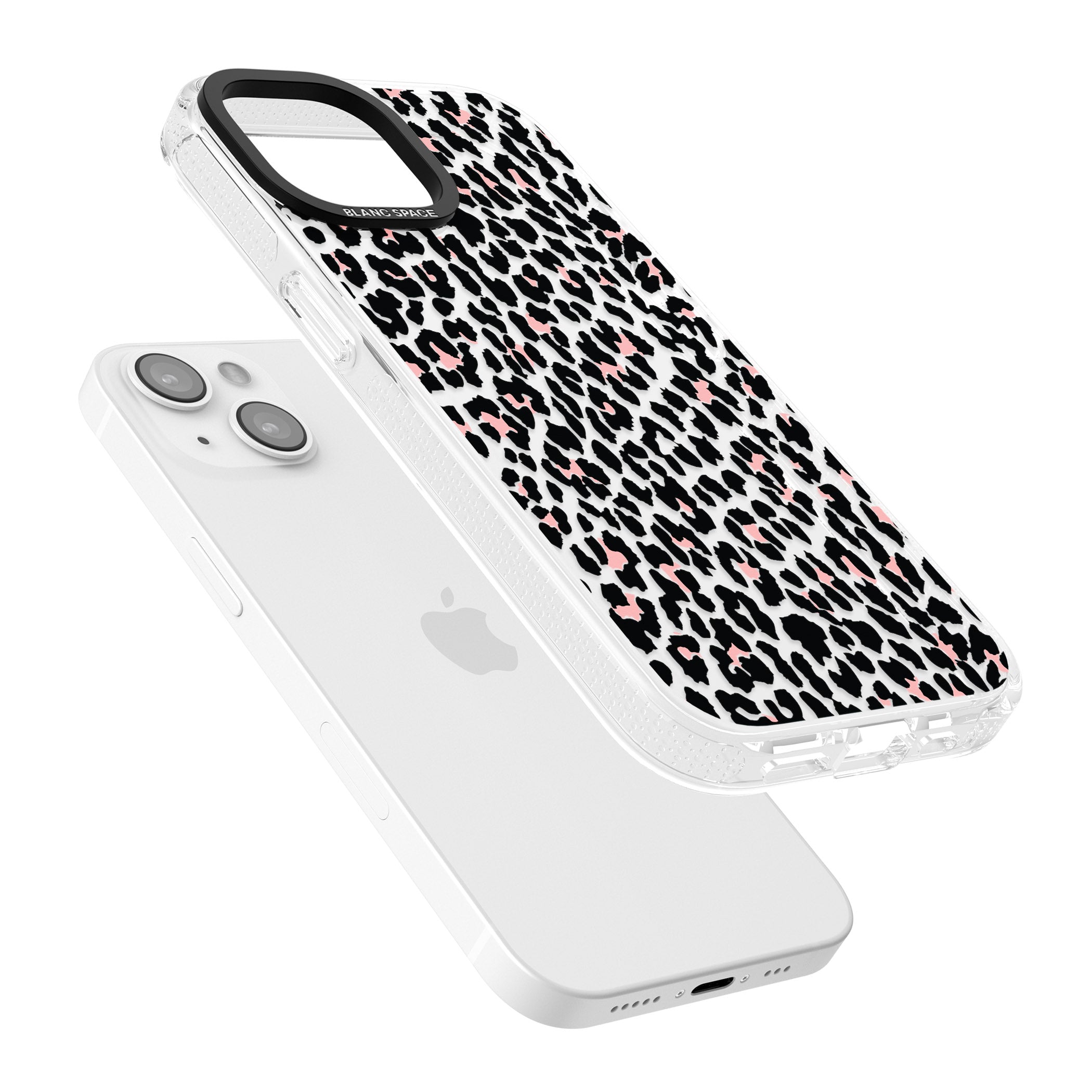 Light Pink Leopard Print - Transparent iPhone 15 / 14 / 13 Clear Case Impact Air - Blanc Space