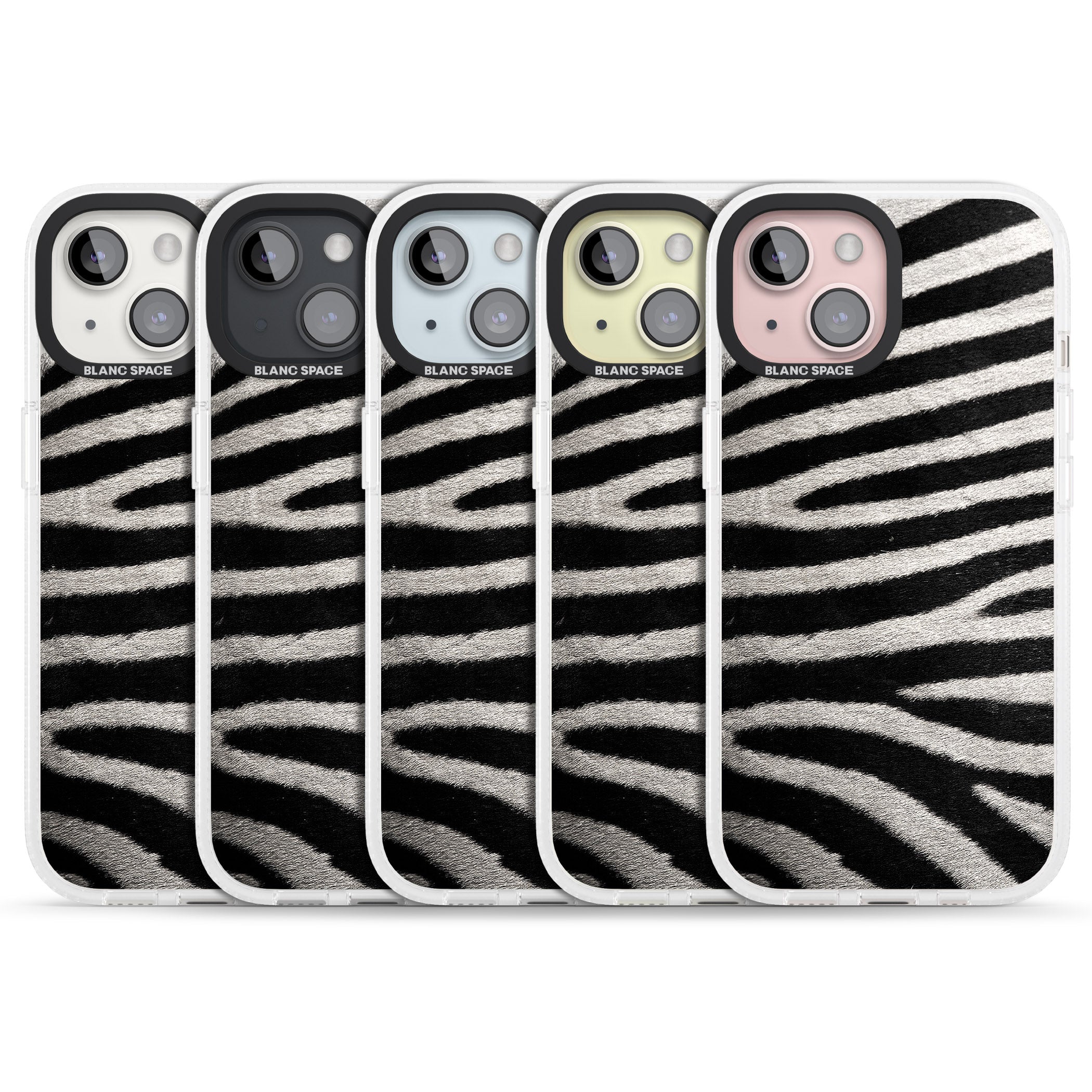 Zebra Print iPhone 15 / 14 / 13 Clear Case Impact Air - Blanc Space