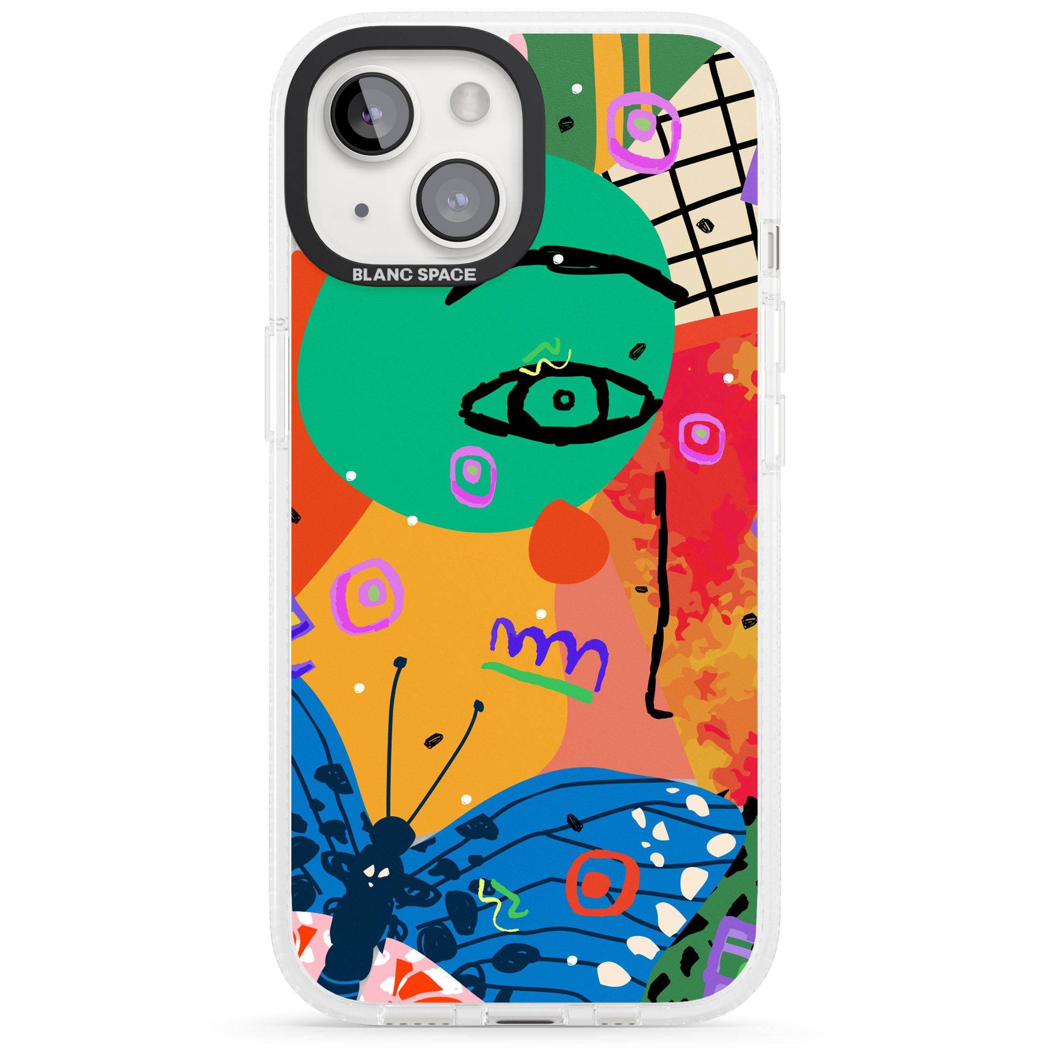 Abstract Butterfly iPhone 15 / 14 / 13 Clear Case Impact Air - Blanc Space