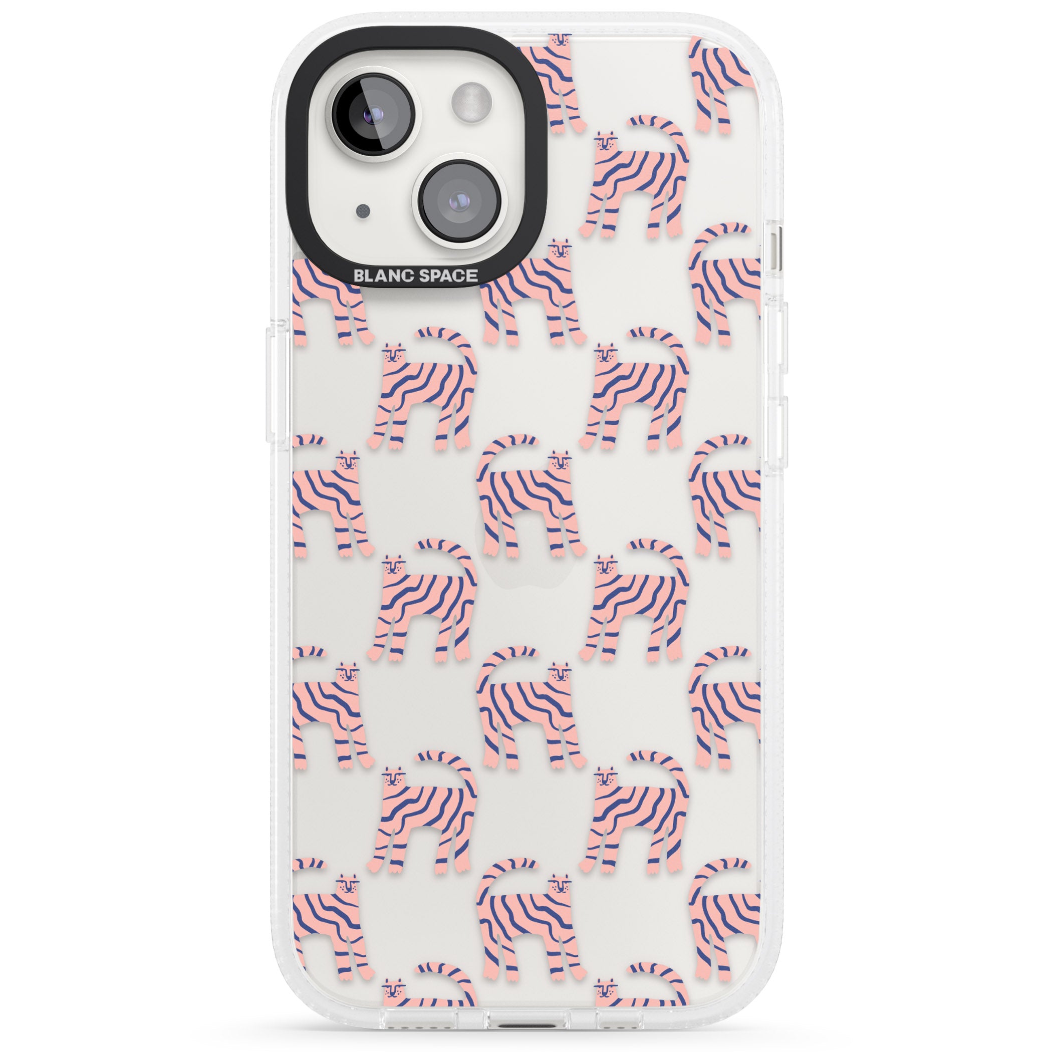Pink and Blue Cat Pattern iPhone 15 / 14 / 13 Clear Case Impact Air - Blanc Space