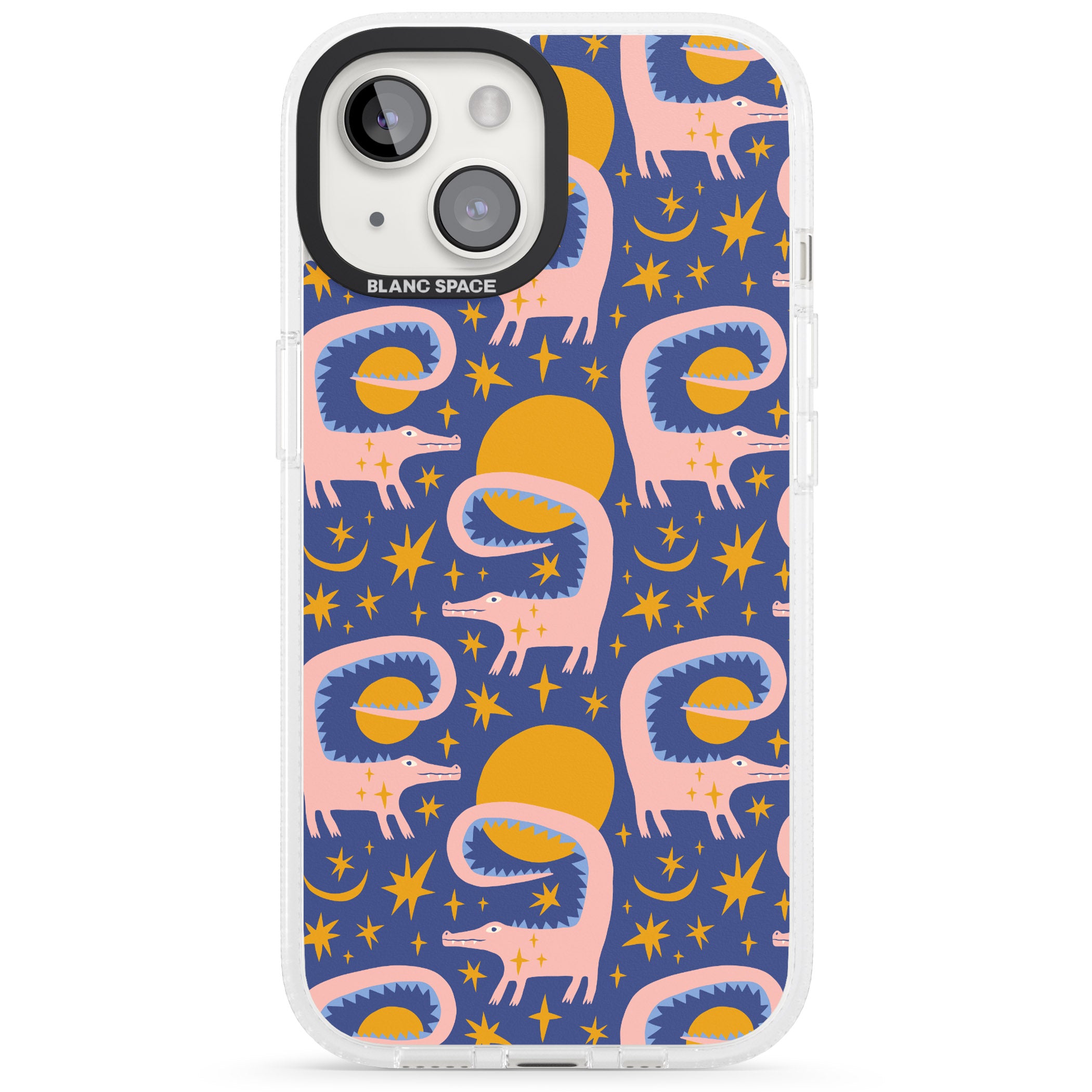 Sun Croc Pattern iPhone 15 / 14 / 13 Clear Case Impact Air - Blanc Space