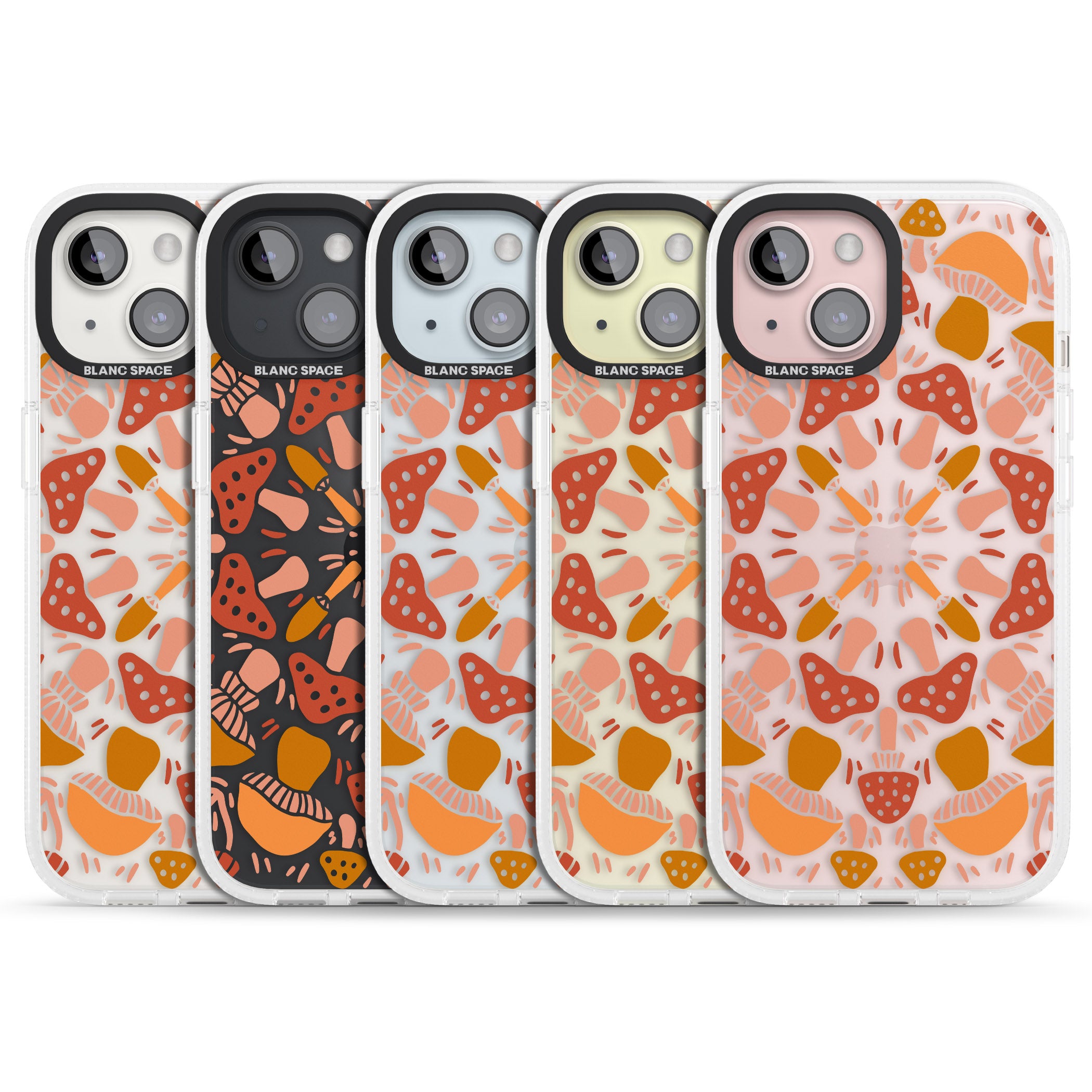 Mushroom Medley iPhone 15 / 14 / 13 Clear Case Impact Air - Blanc Space