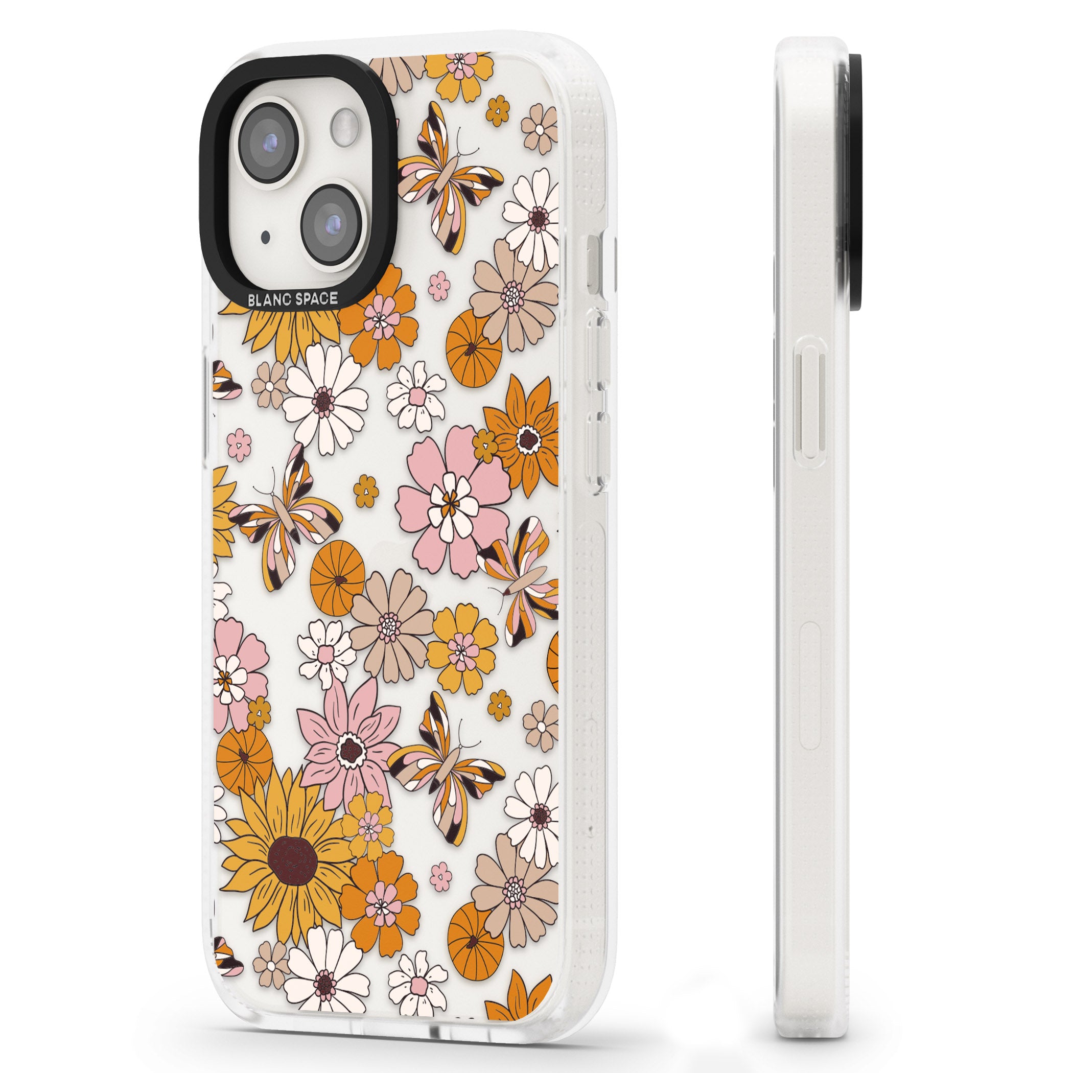 Butterfly & Bloom Autumn Floral iPhone 15 / 14 / 13 Clear Case Impact Air - Blanc Space