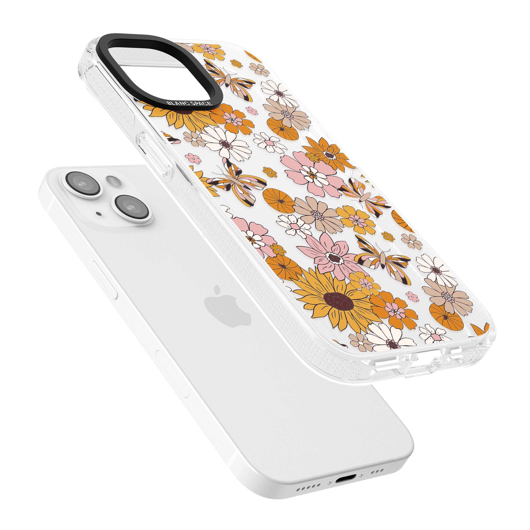 Butterfly & Bloom Autumn Floral iPhone 15 / 14 / 13 Clear Case Impact Air - Blanc Space