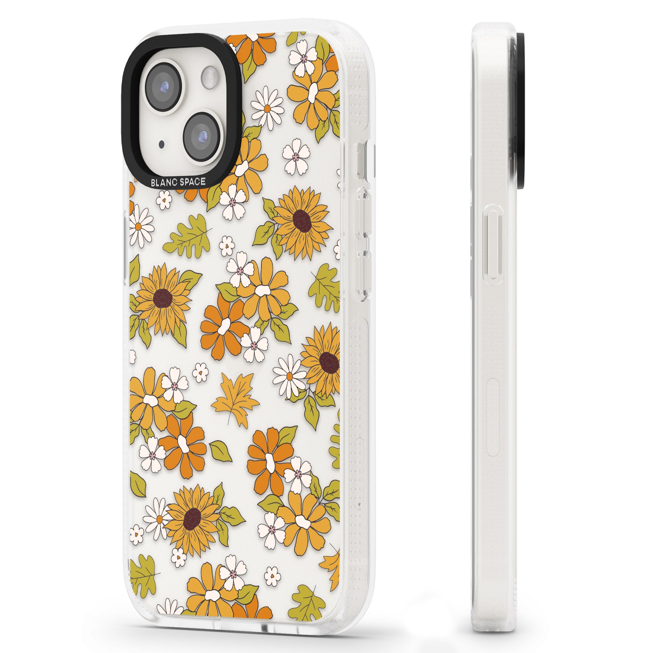 Boho Sunflowers iPhone 15 / 14 / 13 Clear Case Impact Air - Blanc Space
