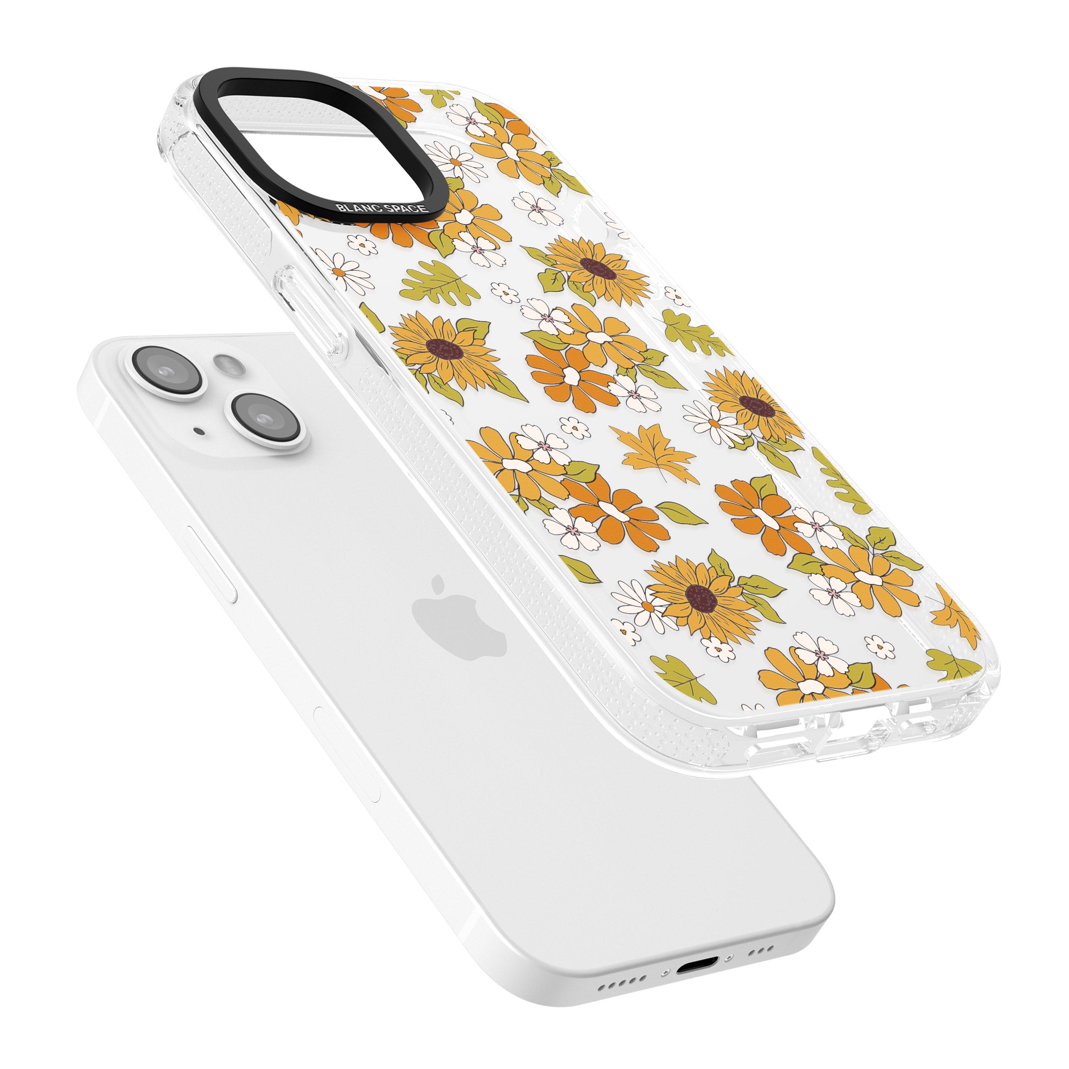 Boho Sunflowers iPhone 15 / 14 / 13 Clear Case Impact Air - Blanc Space