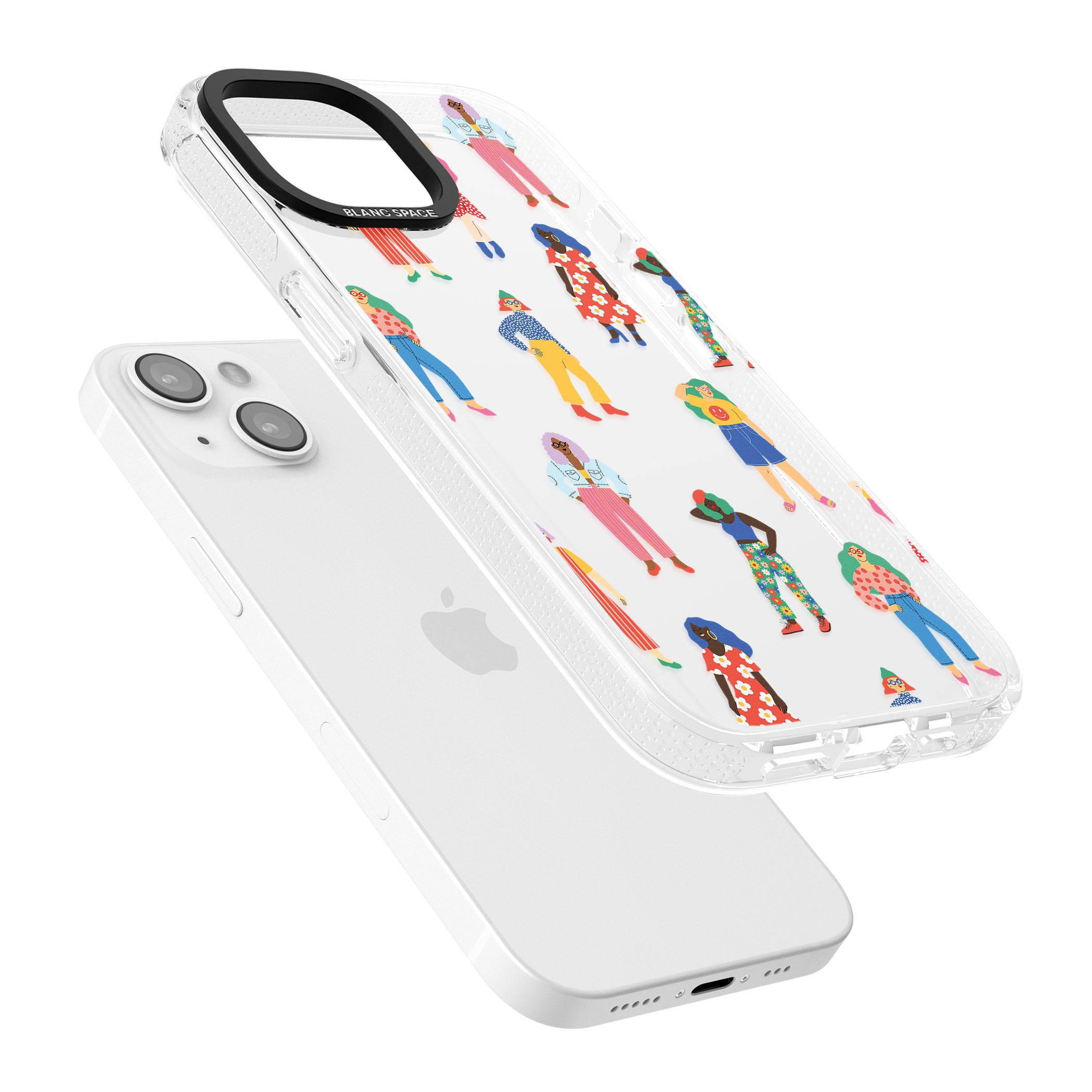 Girls Pattern iPhone 15 / 14 / 13 Clear Case Impact Air - Blanc Space