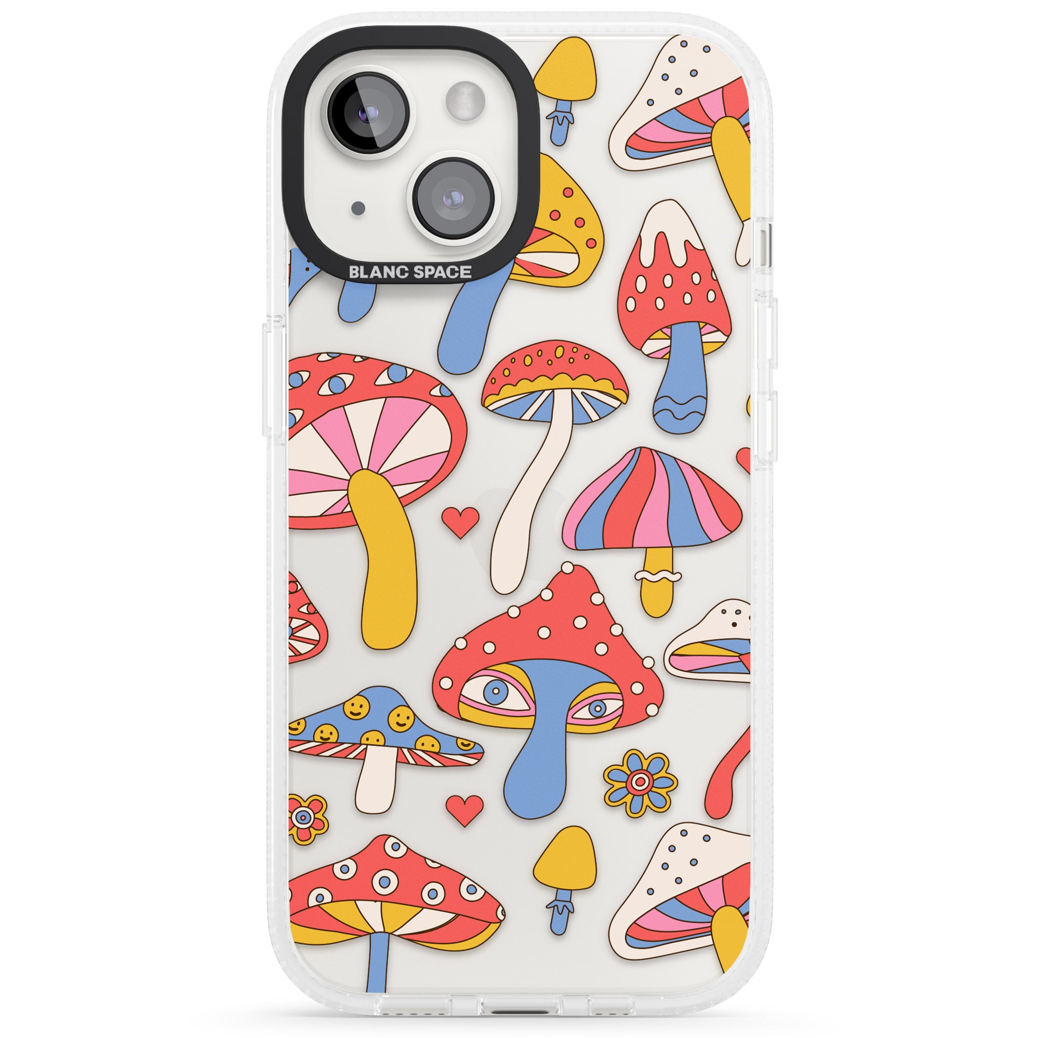 Vibrant Shrooms iPhone 15 / 14 / 13 Clear Case Impact Air - Blanc Space