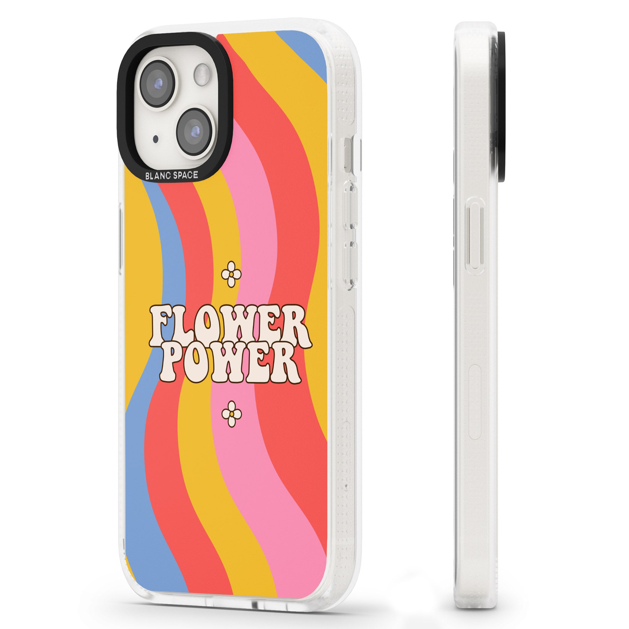 Melting Flower Power iPhone 15 / 14 / 13 Clear Case Impact Air - Blanc Space
