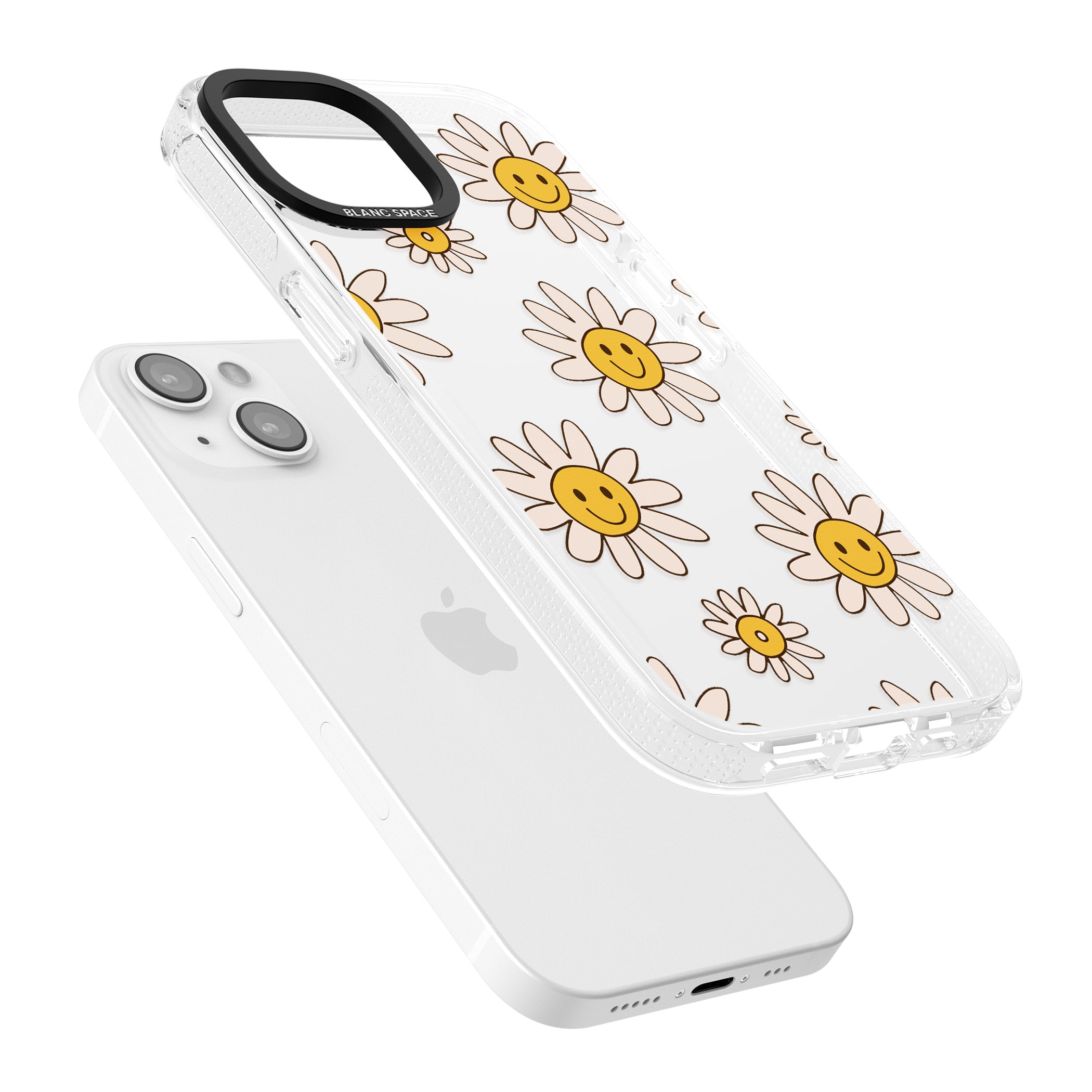 Daisy Faces iPhone 15 / 14 / 13 Clear Case Impact Air - Blanc Space
