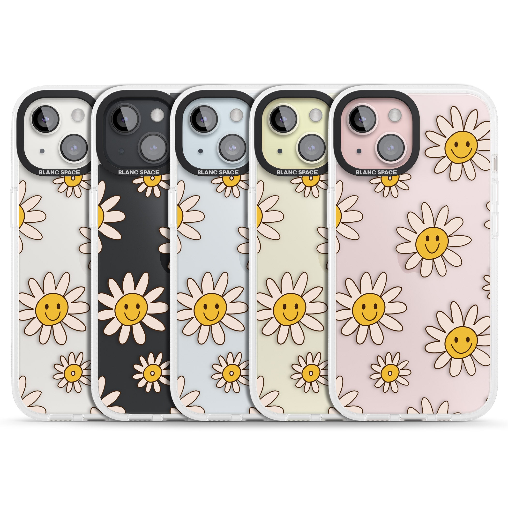 Daisy Faces iPhone 15 / 14 / 13 Clear Case Impact Air - Blanc Space