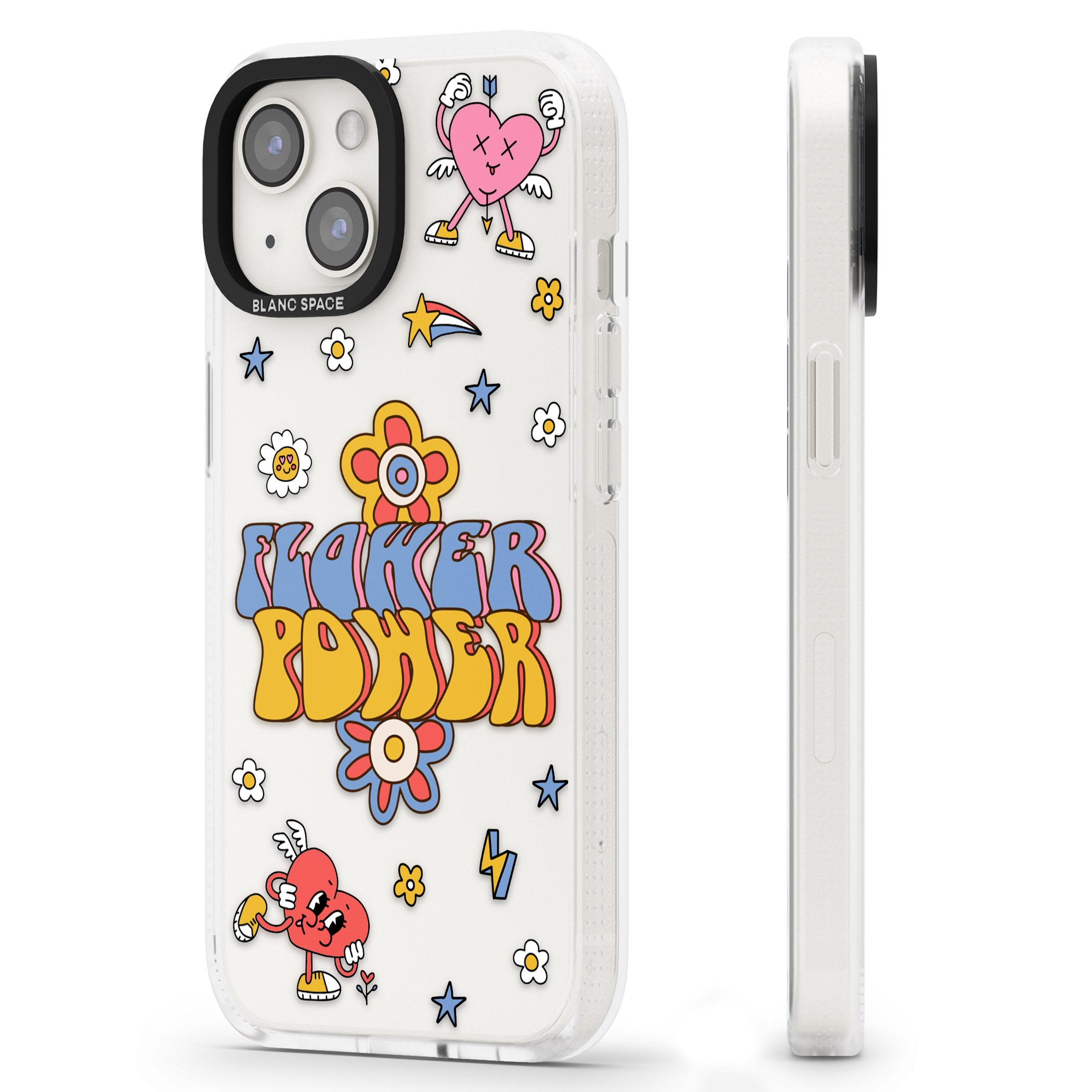 Flower Power iPhone 15 / 14 / 13 Clear Case Impact Air - Blanc Space