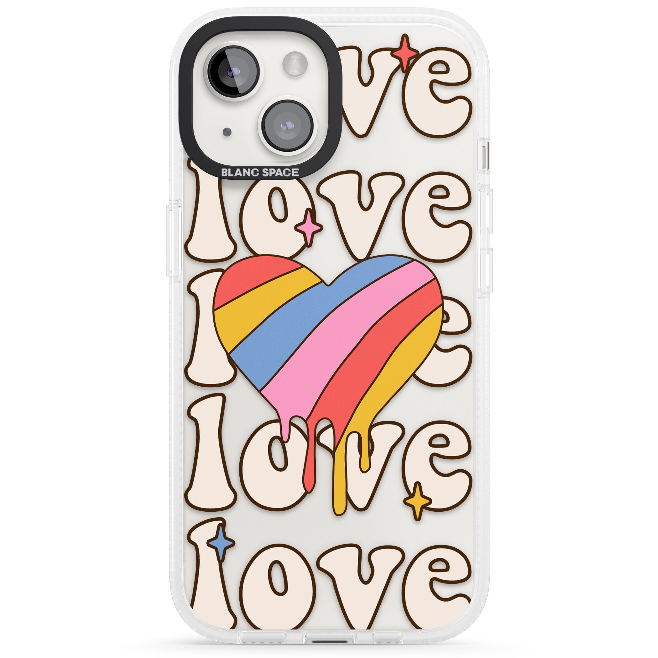 Groovy Love iPhone 15 / 14 / 13 Clear Case Impact Air - Blanc Space