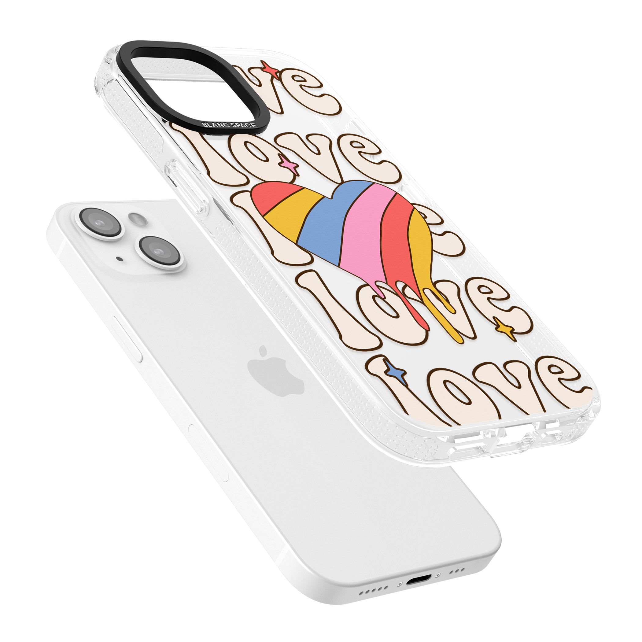 Groovy Love iPhone 15 / 14 / 13 Clear Case Impact Air - Blanc Space