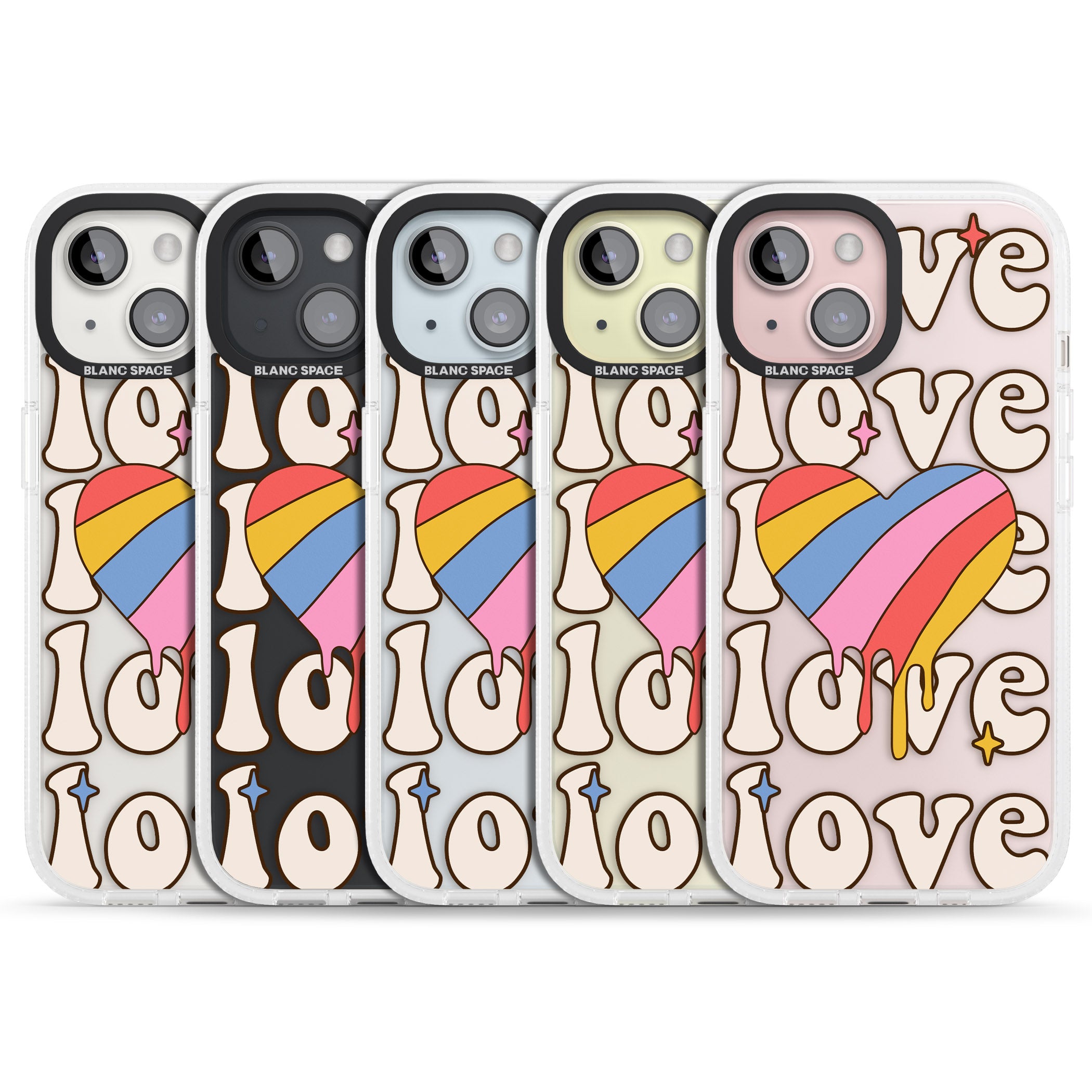 Groovy Love iPhone 15 / 14 / 13 Clear Case Impact Air - Blanc Space