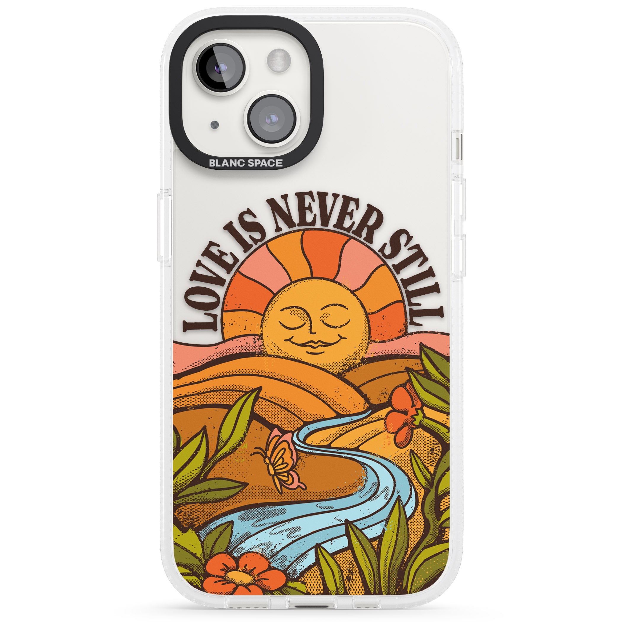 Love is Never Still iPhone 15 / 14 / 13 Clear Case Impact Air - Blanc Space