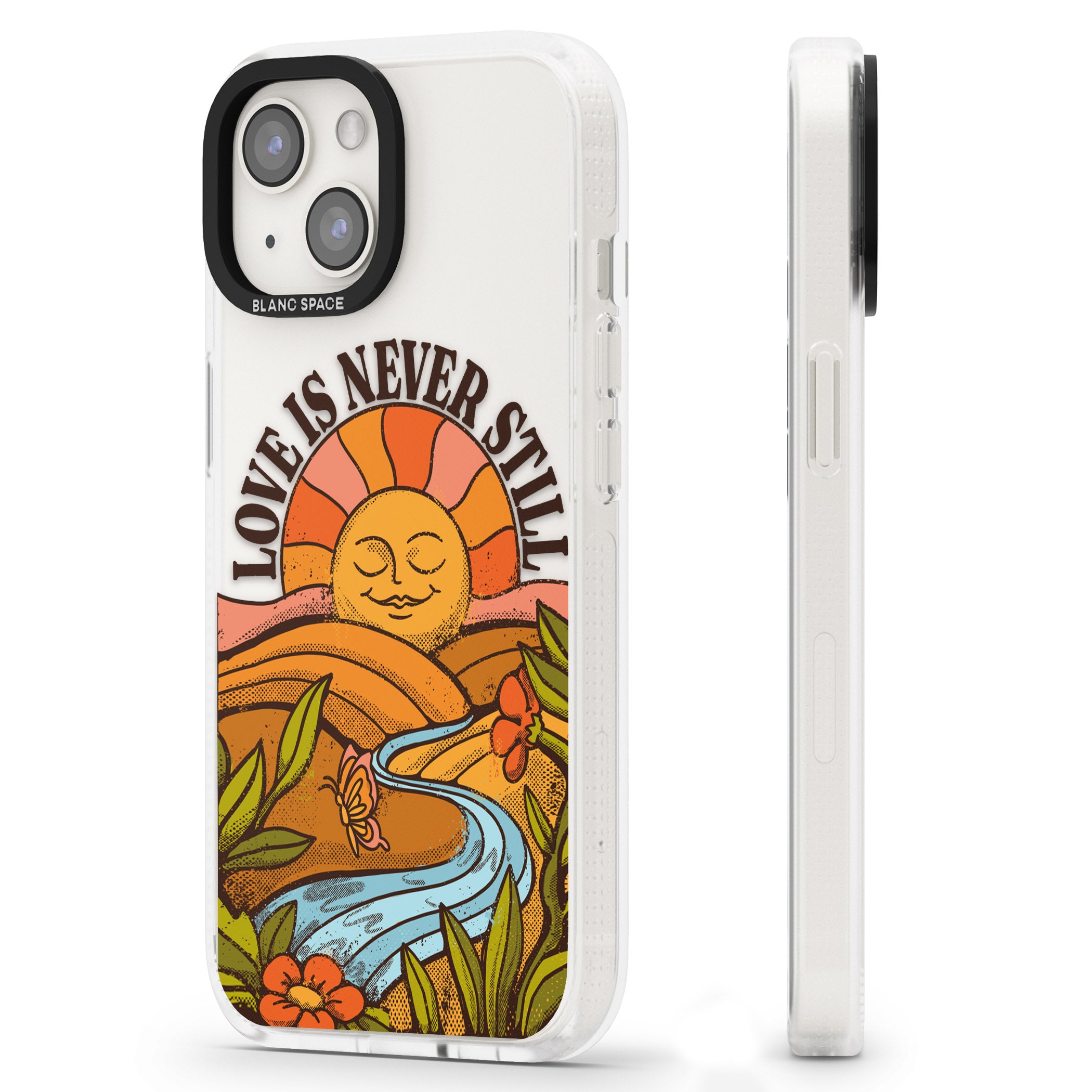 Love is Never Still iPhone 15 / 14 / 13 Clear Case Impact Air - Blanc Space