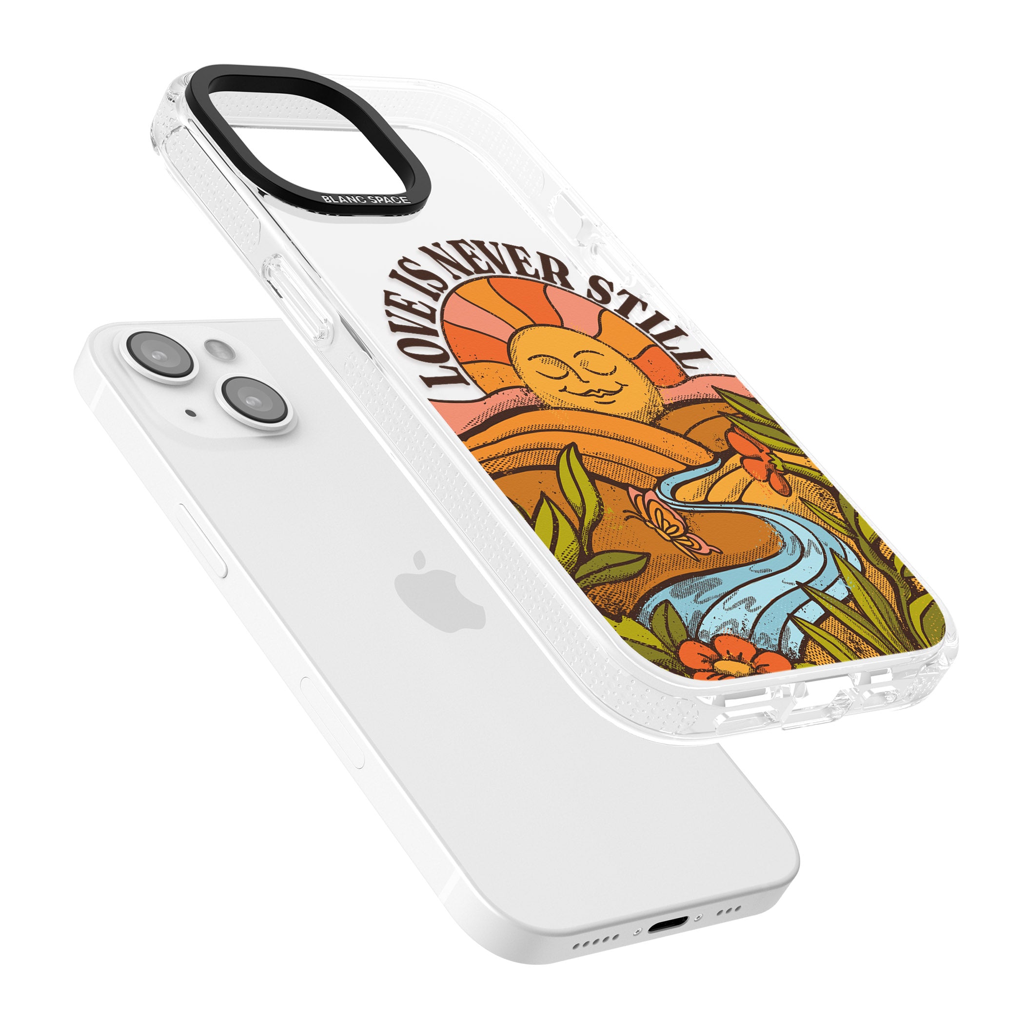 Love is Never Still iPhone 15 / 14 / 13 Clear Case Impact Air - Blanc Space