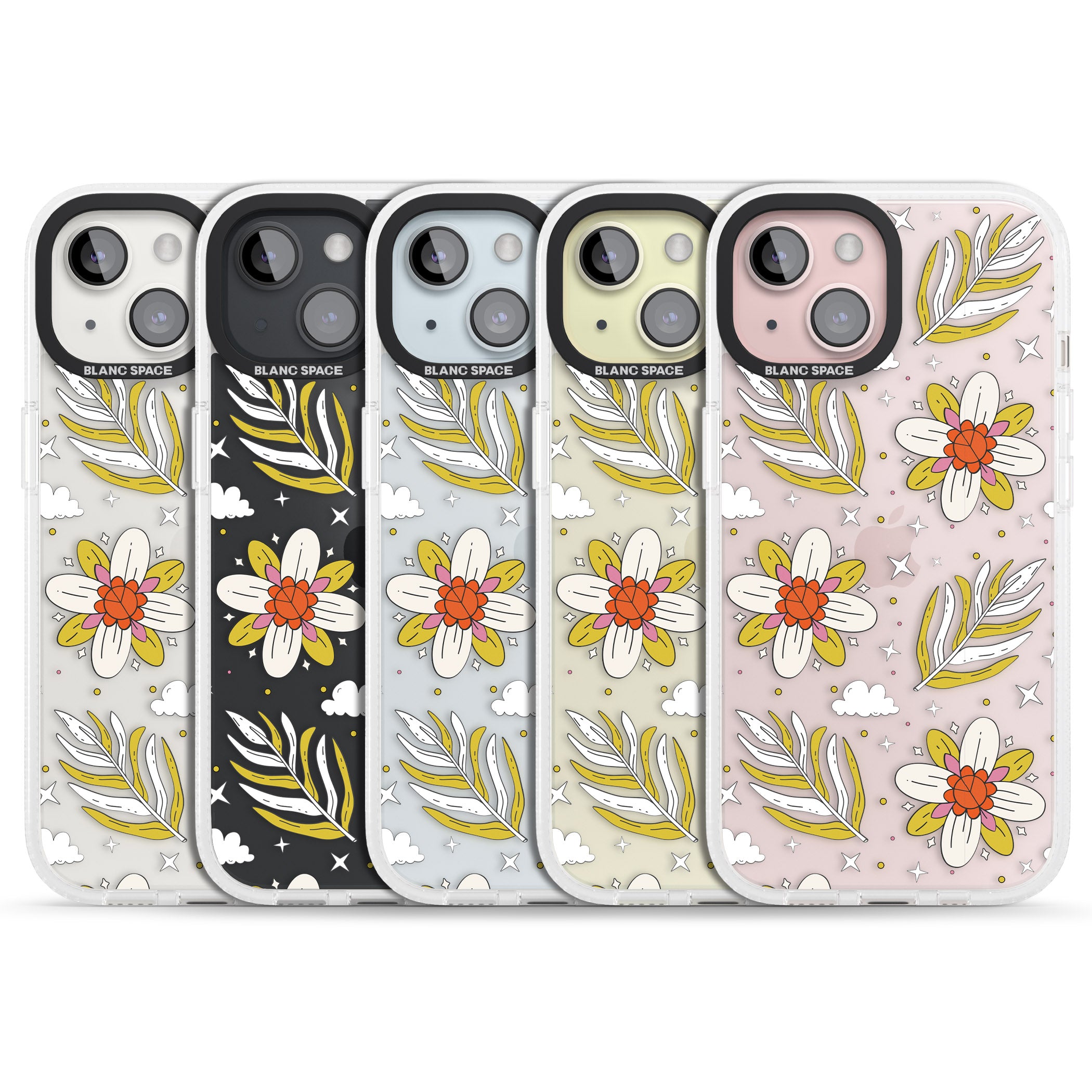Boho Celestial Floral Dream iPhone 15 / 14 / 13 Clear Case Impact Air - Blanc Space