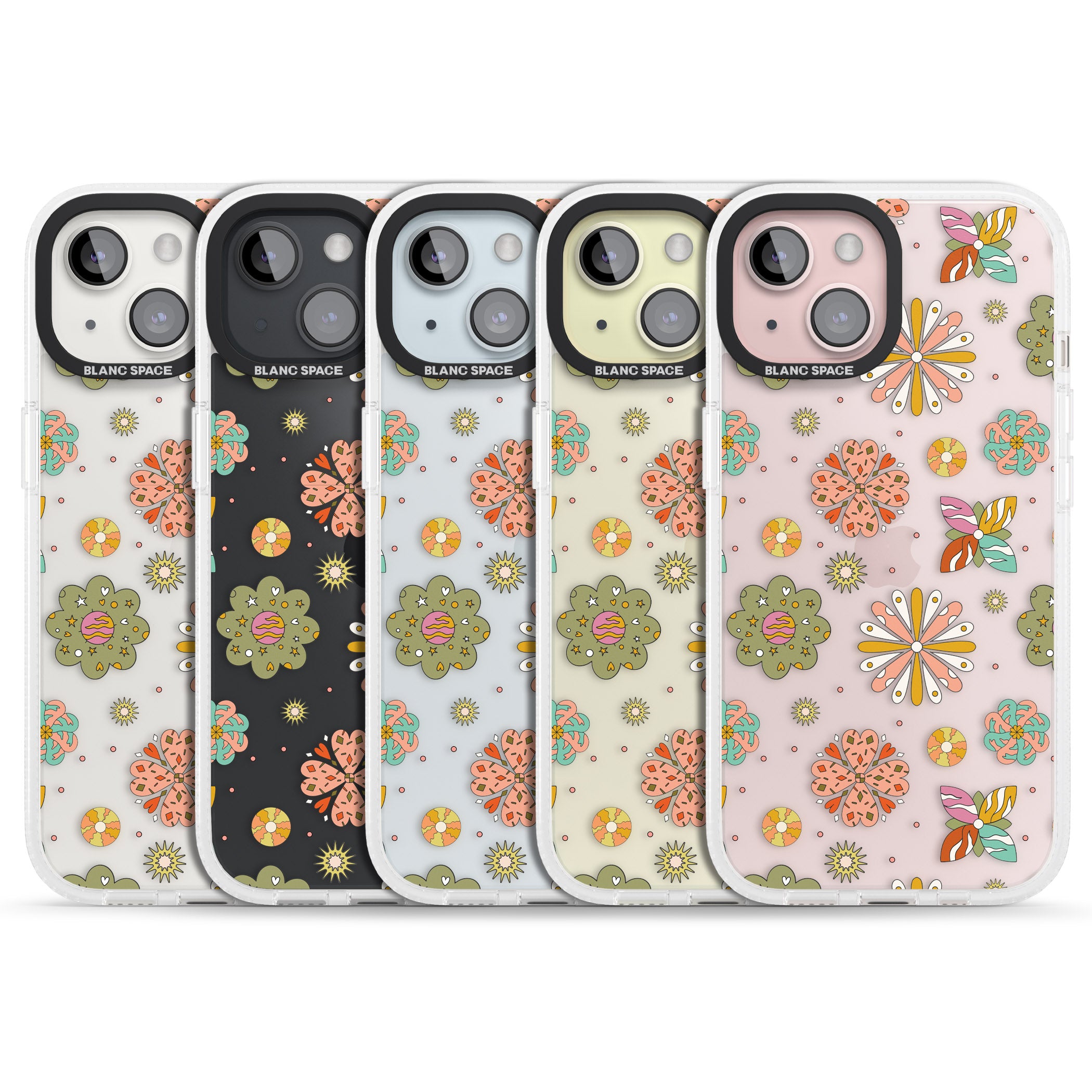 Boho Celestial Psychedelic Floral iPhone 15 / 14 / 13 Clear Case Impact Air - Blanc Space