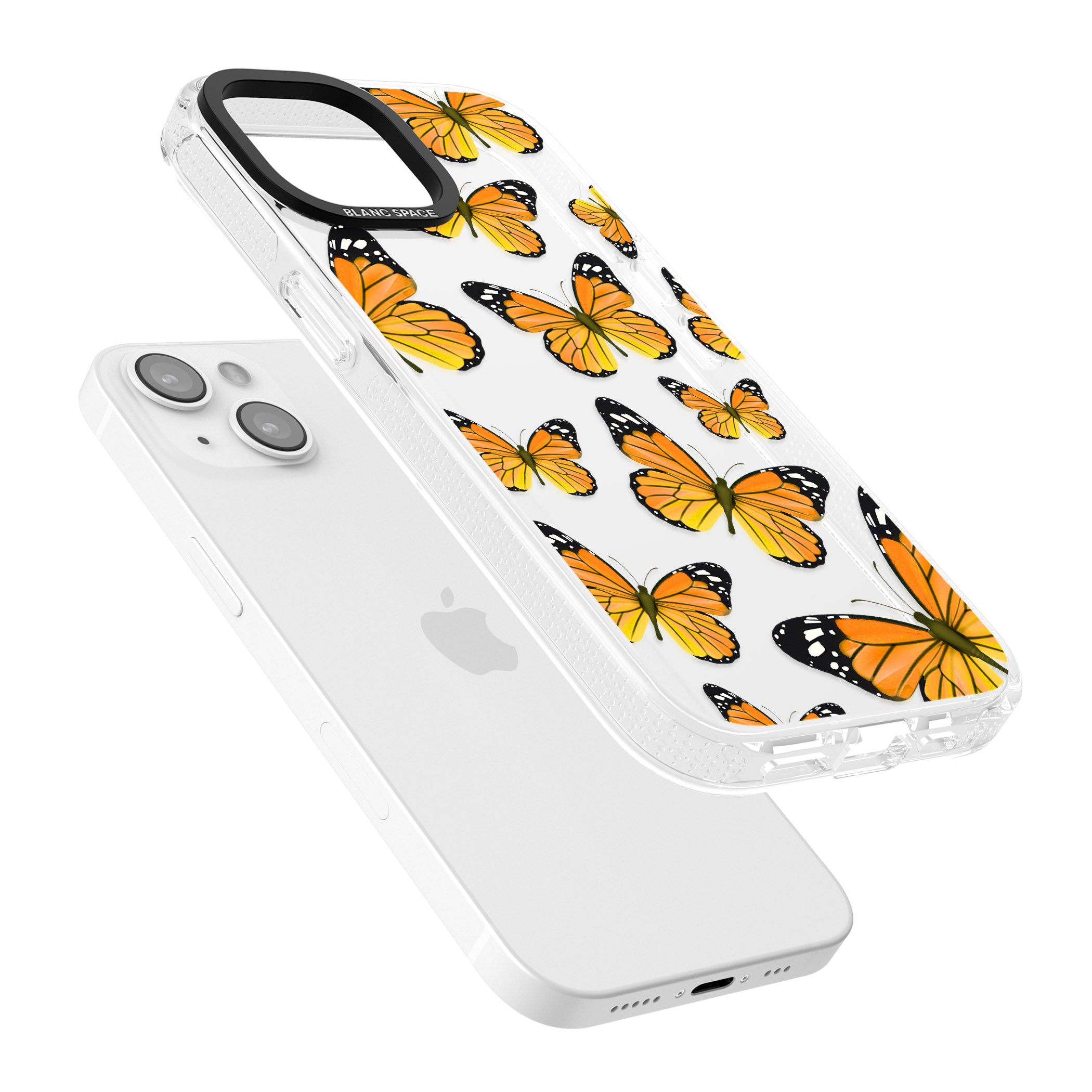 Sun-Yellow Butterflies iPhone 15 / 14 / 13 Clear Case Impact Air - Blanc Space