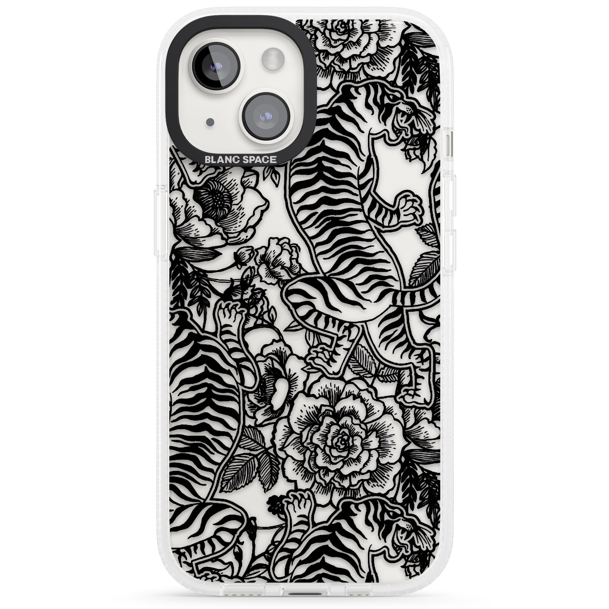 Personalised Chinese Tiger Pattern iPhone 15 / 14 / 13 Clear Case Impact Air - Blanc Space