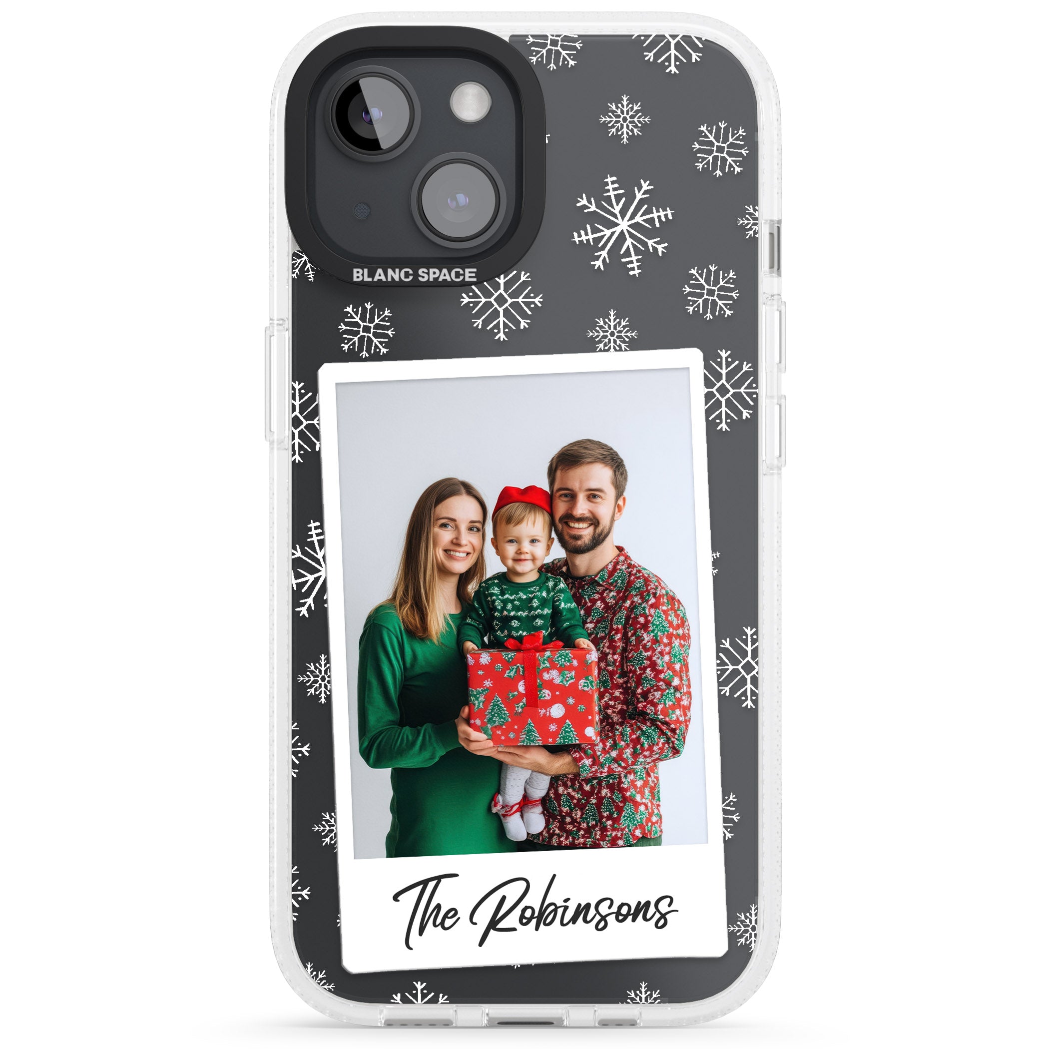 Personalised Snowflake Photo iPhone 15 / 14 / 13 Clear Case Impact Air - Blanc Space