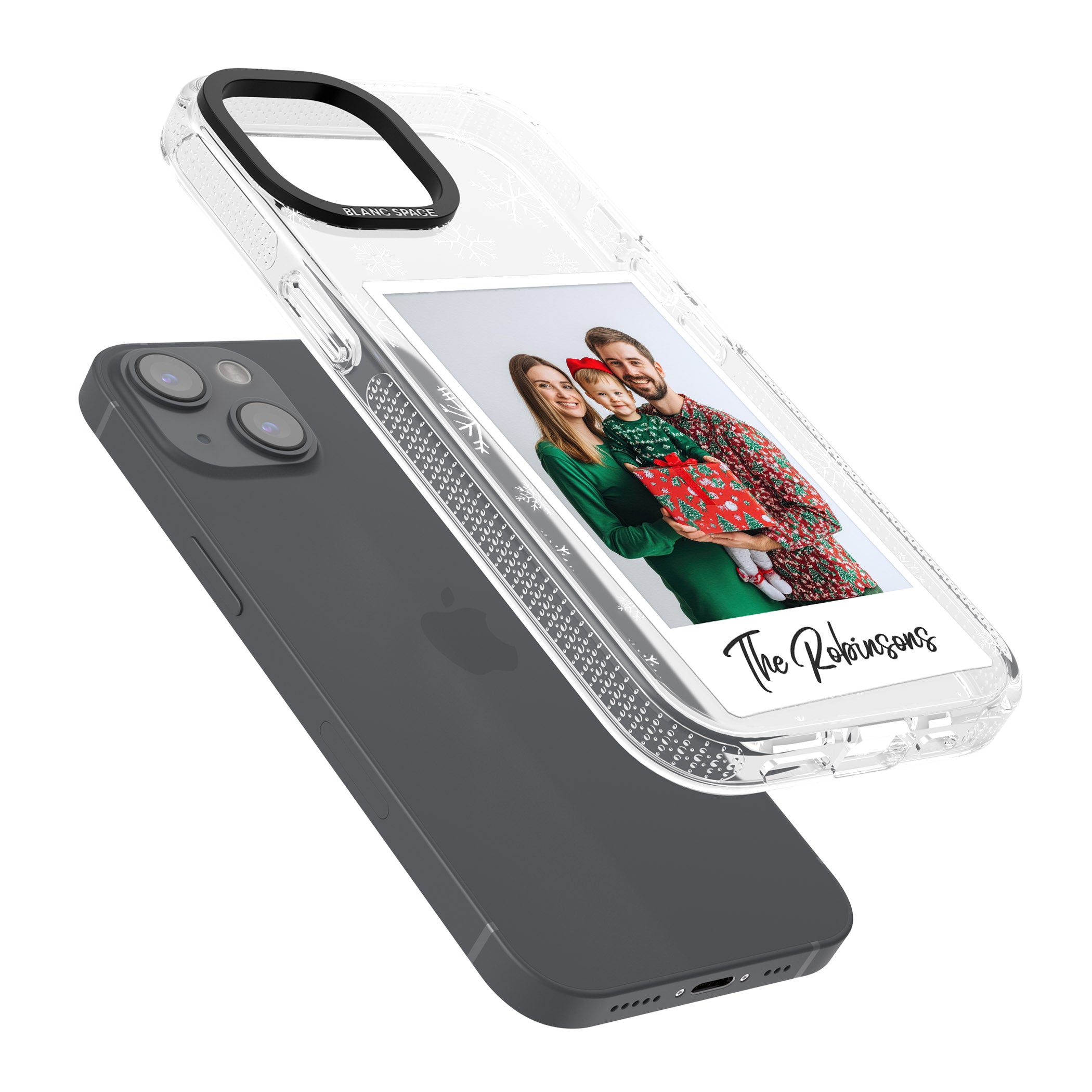 Personalised Snowflake Photo iPhone 15 / 14 / 13 Clear Case Impact Air - Blanc Space