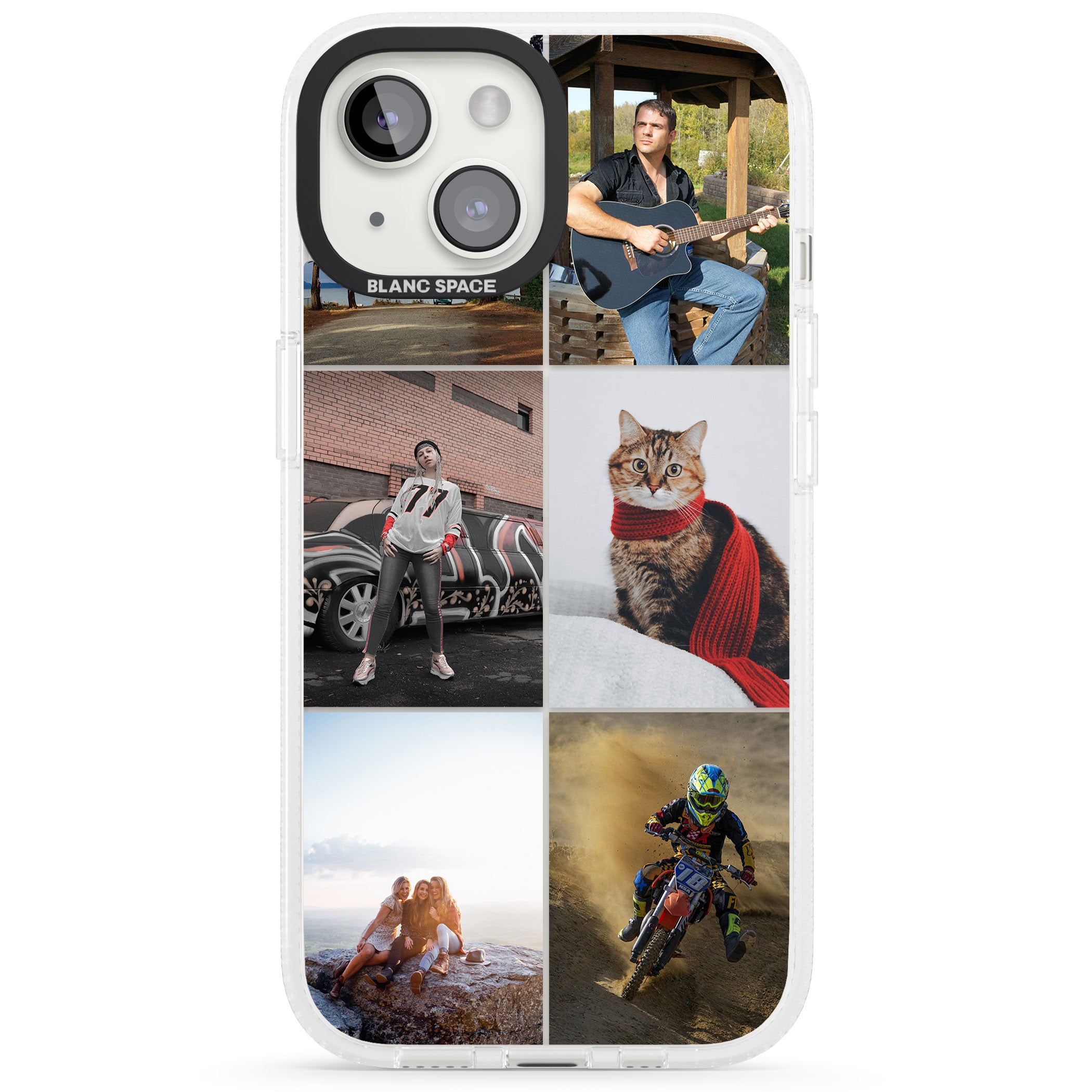 Personalised 6 Photo Grid iPhone 15 / 14 / 13 Clear Case Impact Air - Blanc Space